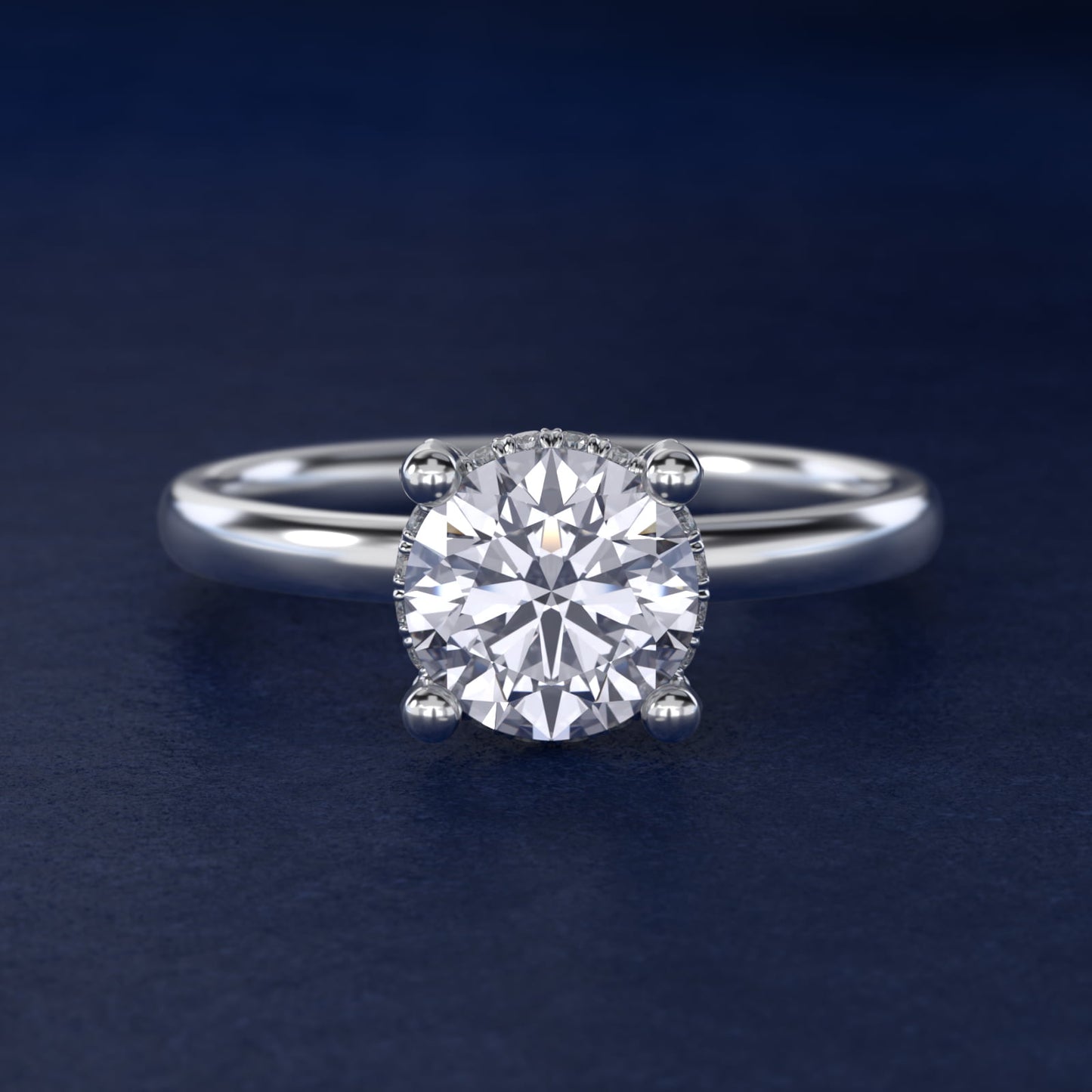 Blue Nile Studio French PavŽ Diamond Crown Solitaire Engagement Ring in 14k White Gold (1/6 ct. tw.) - Round Center