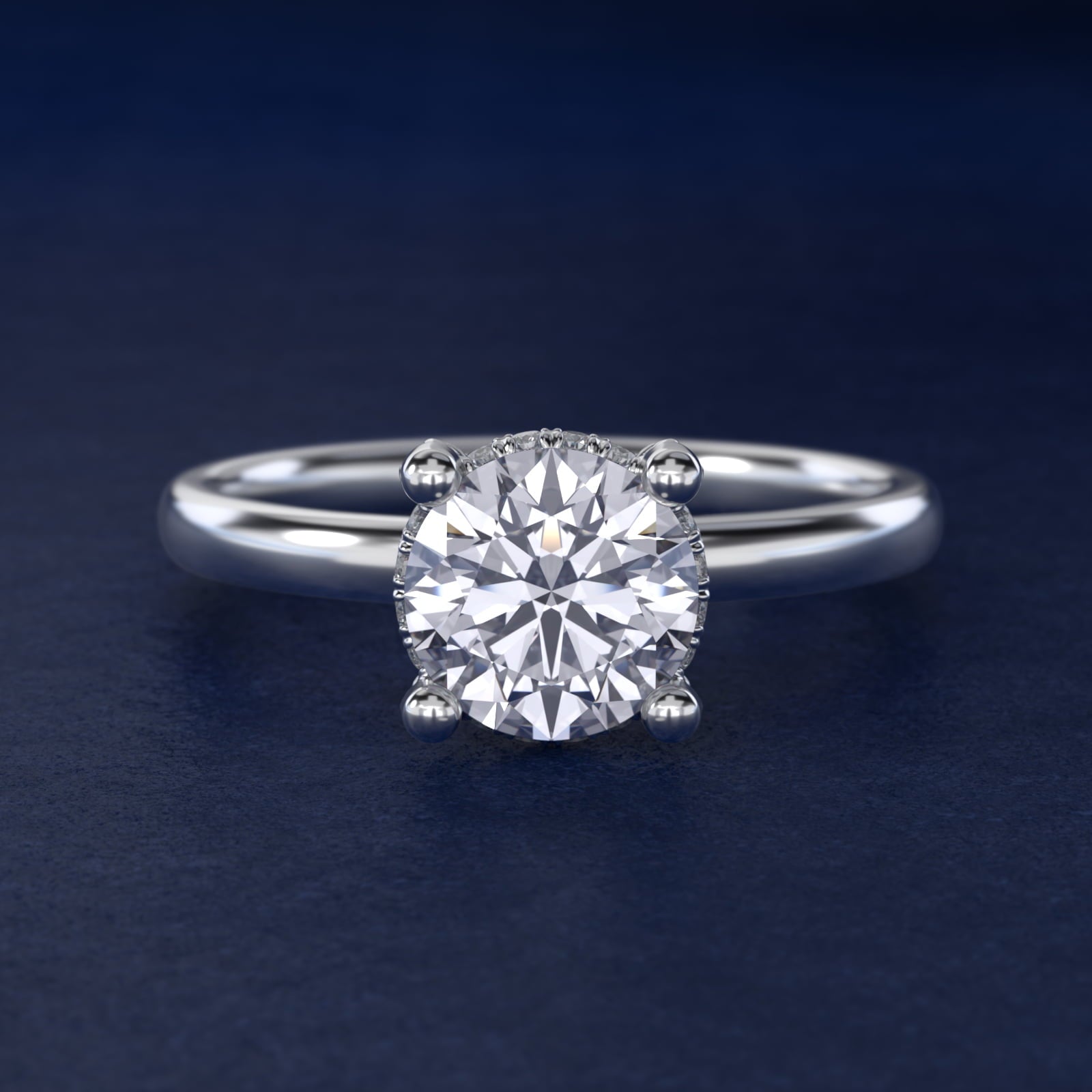Blue Nile Studio French PavŽ Diamond Crown Solitaire Engagement Ring in 14k White Gold (1/6 ct. tw.) - Round Center
