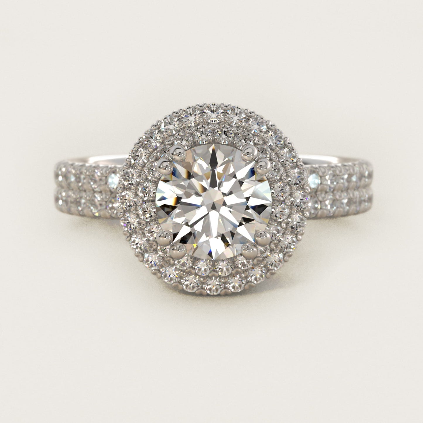 Blue Nile Studio Double Halo Gala Diamond Engagement Ring in 14k White Gold (7/8 ct. tw.) - Round Center