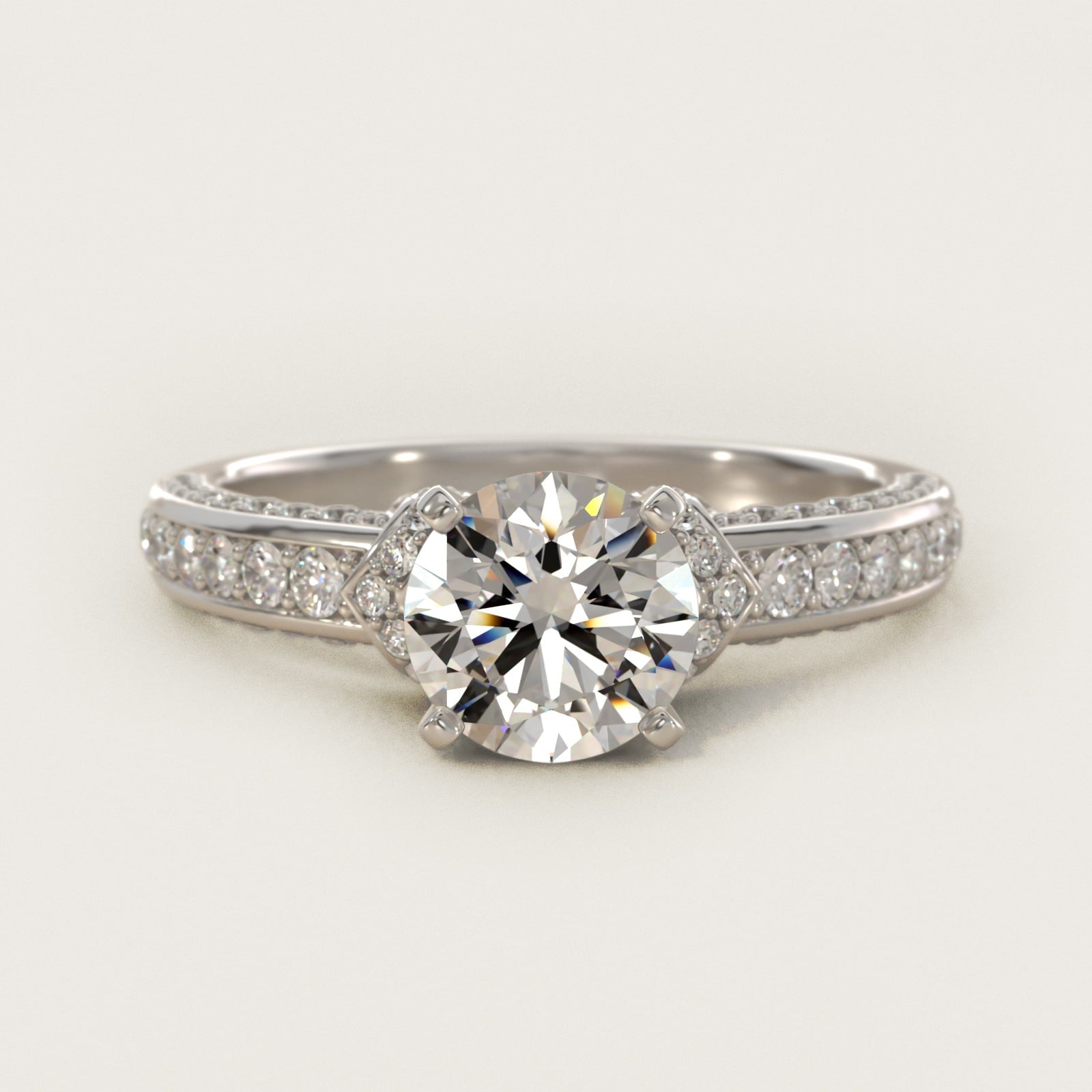 Blue Nile Studio Imperial MicropavŽ Diamond Engagement Ring in 14k White Gold (3/8 ct. tw.) - Round Center