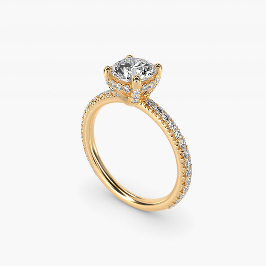Blue Nile Studio Petite French PavŽ Crown Diamond Engagement Ring in 14K Yellow Gold (1/3 ct. tw.) - Round Center