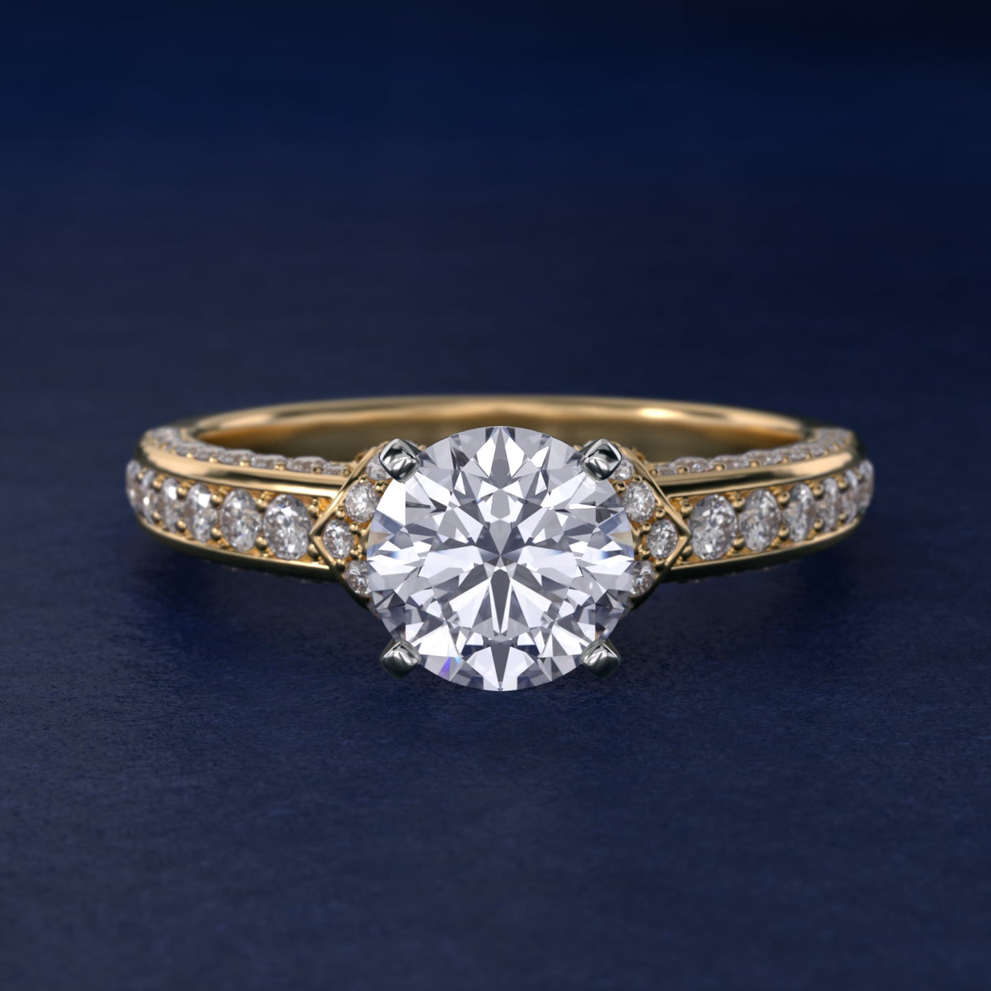 Blue Nile Studio Imperial MicropavŽ Diamond Engagement Ring in 14K Yellow Gold (3/8 ct. tw.) - Round Center