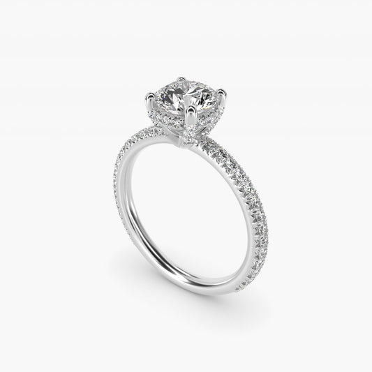 Blue Nile Studio Petite French PavŽ Crown Diamond Engagement Ring in Platinum (1/3 ct. tw.) - Round Center