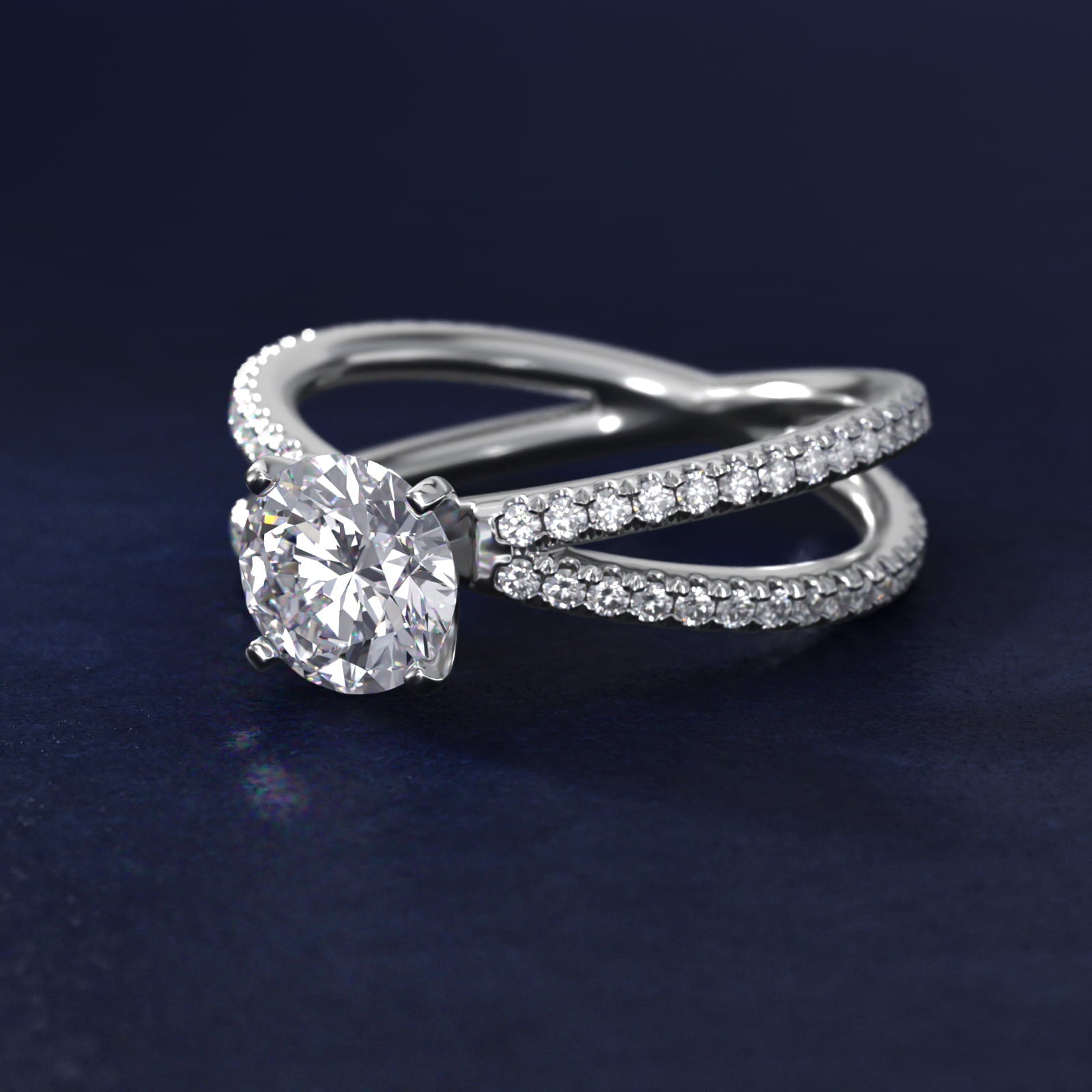 Blue Nile Studio Empress Diamond Engagement Ring in Platinum (1/3 ct. tw.) - Round Center