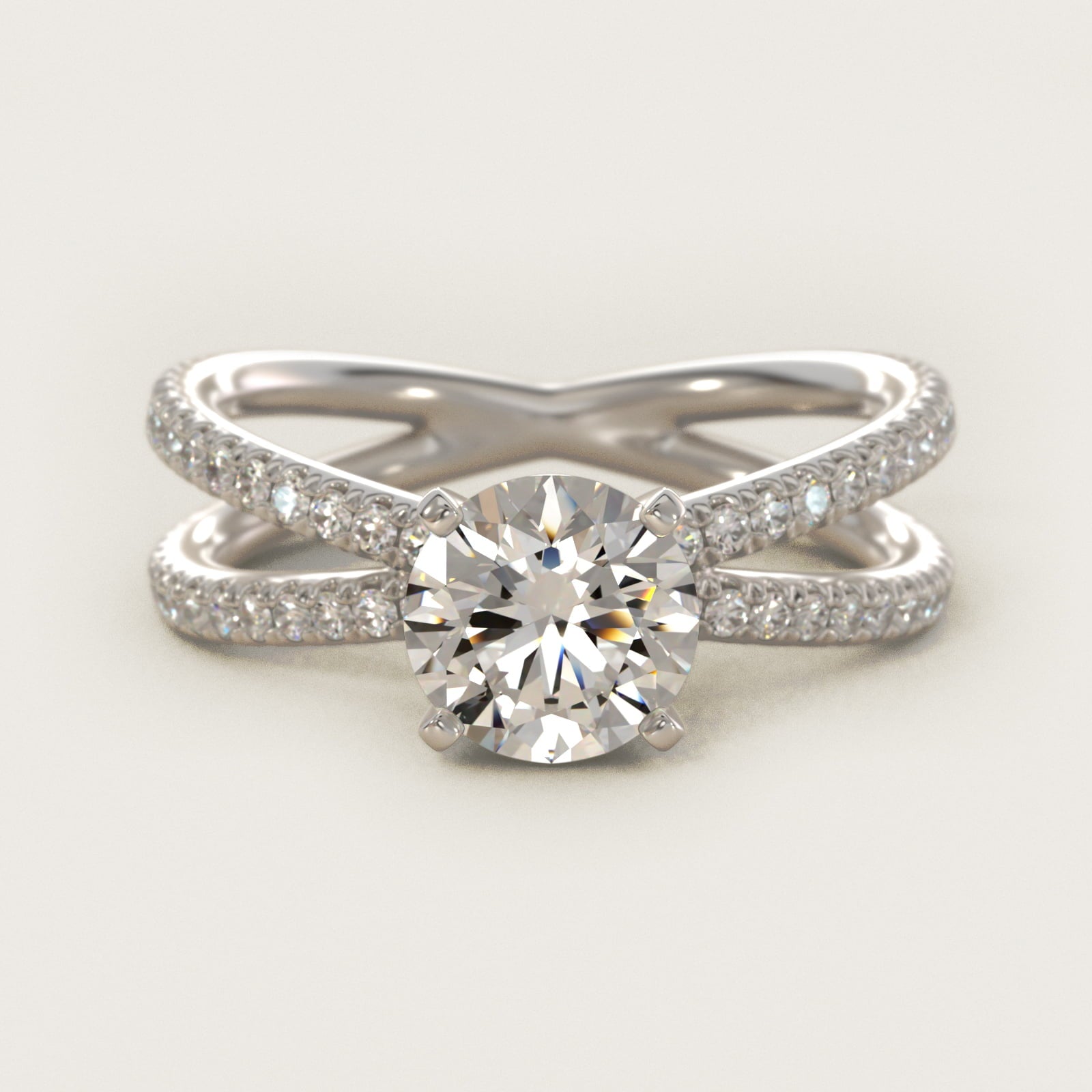Blue Nile Studio Empress Diamond Engagement Ring in Platinum (1/3 ct. tw.) - Round Center
