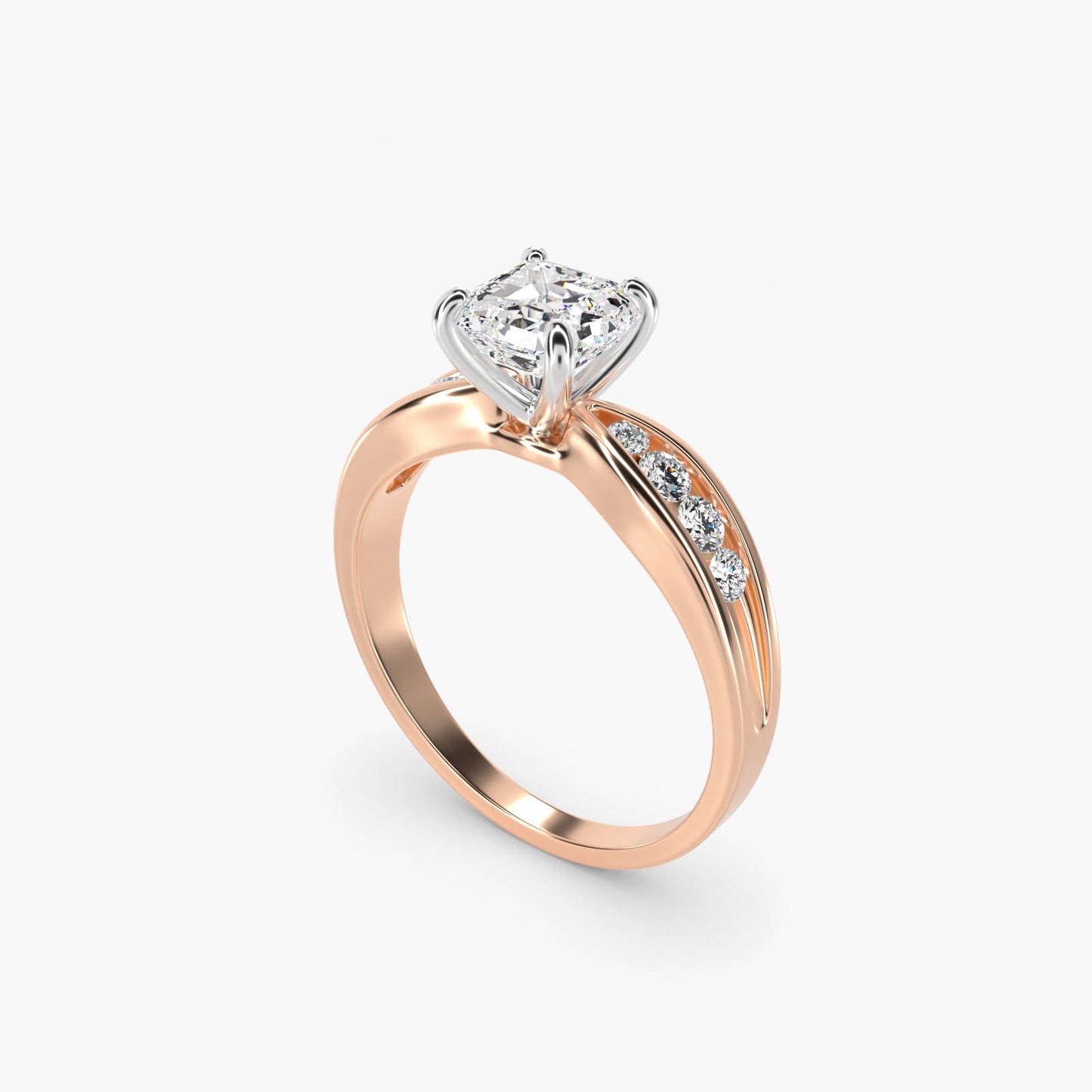Bow-Tie Engagement Ring With Channel Set Round Diamonds In 14K Rose Gold By James Allen - Asscher Center