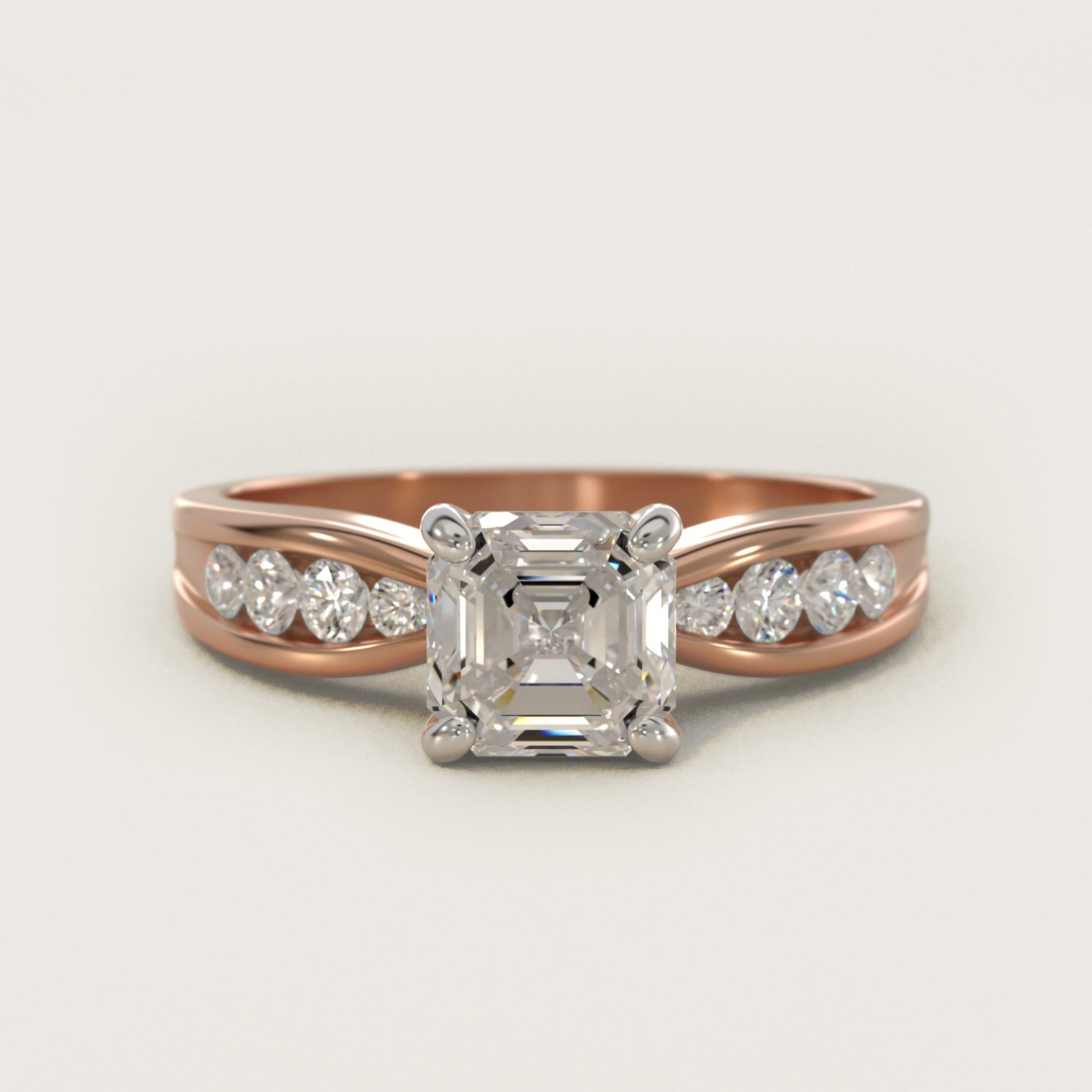 Bow-Tie Engagement Ring With Channel Set Round Diamonds In 14K Rose Gold By James Allen - Asscher Center