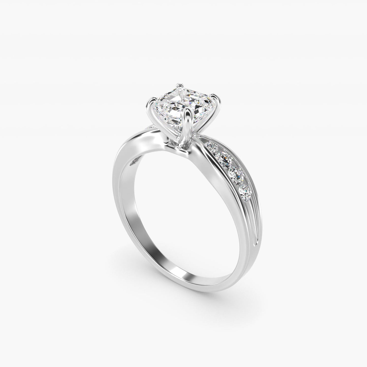 Bow-Tie Engagement Ring With Channel Set Round Diamonds In 18k White Gold By James Allen - Asscher Center