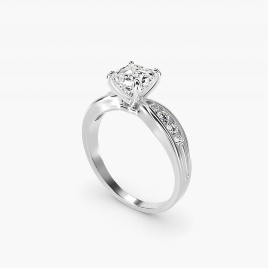 Bow-Tie Engagement Ring With Channel Set Round Diamonds In 18k White Gold By James Allen - Asscher Center