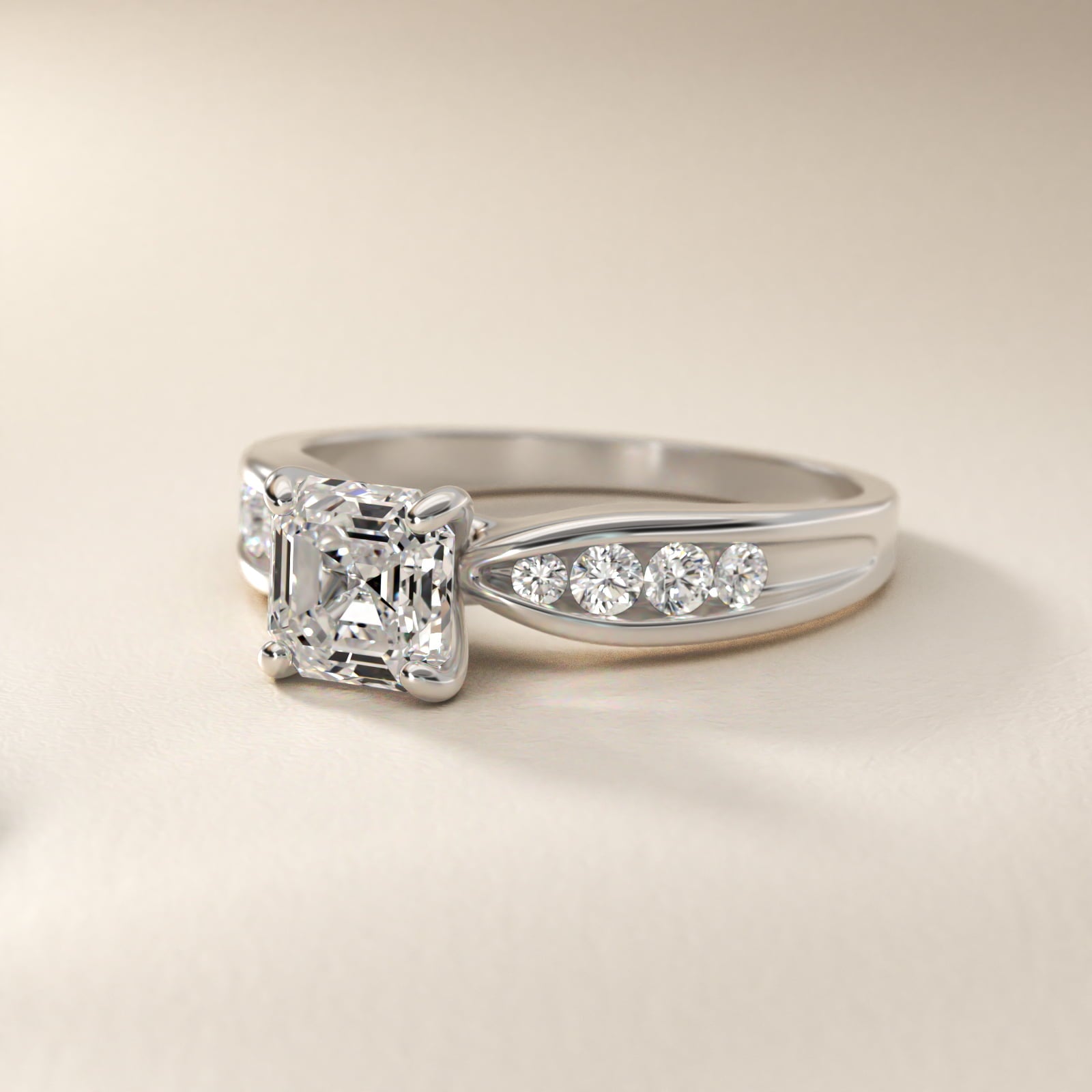 Bow-Tie Engagement Ring With Channel Set Round Diamonds In 18k White Gold By James Allen - Asscher Center
