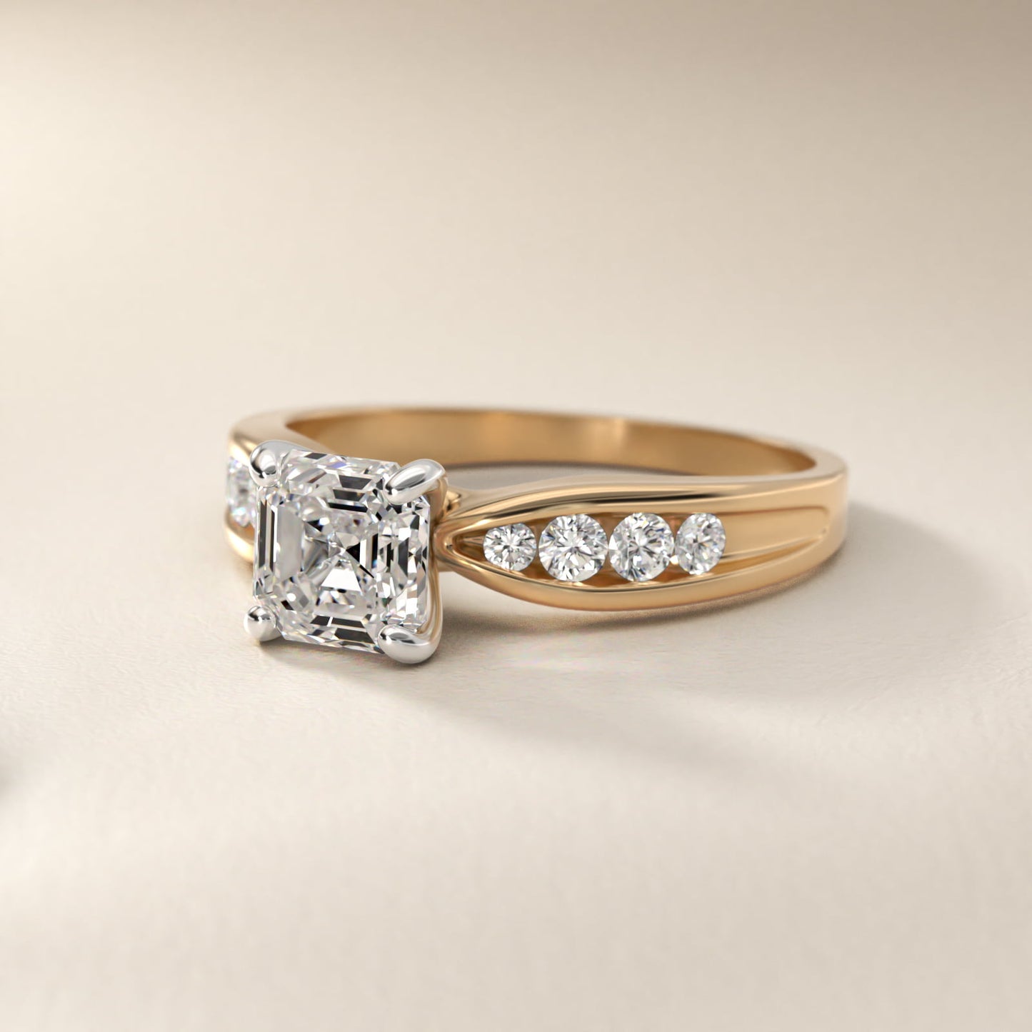 Bow-Tie Engagement Ring With Channel Set Round Diamonds In 14K Yellow Gold By James Allen - Asscher Center