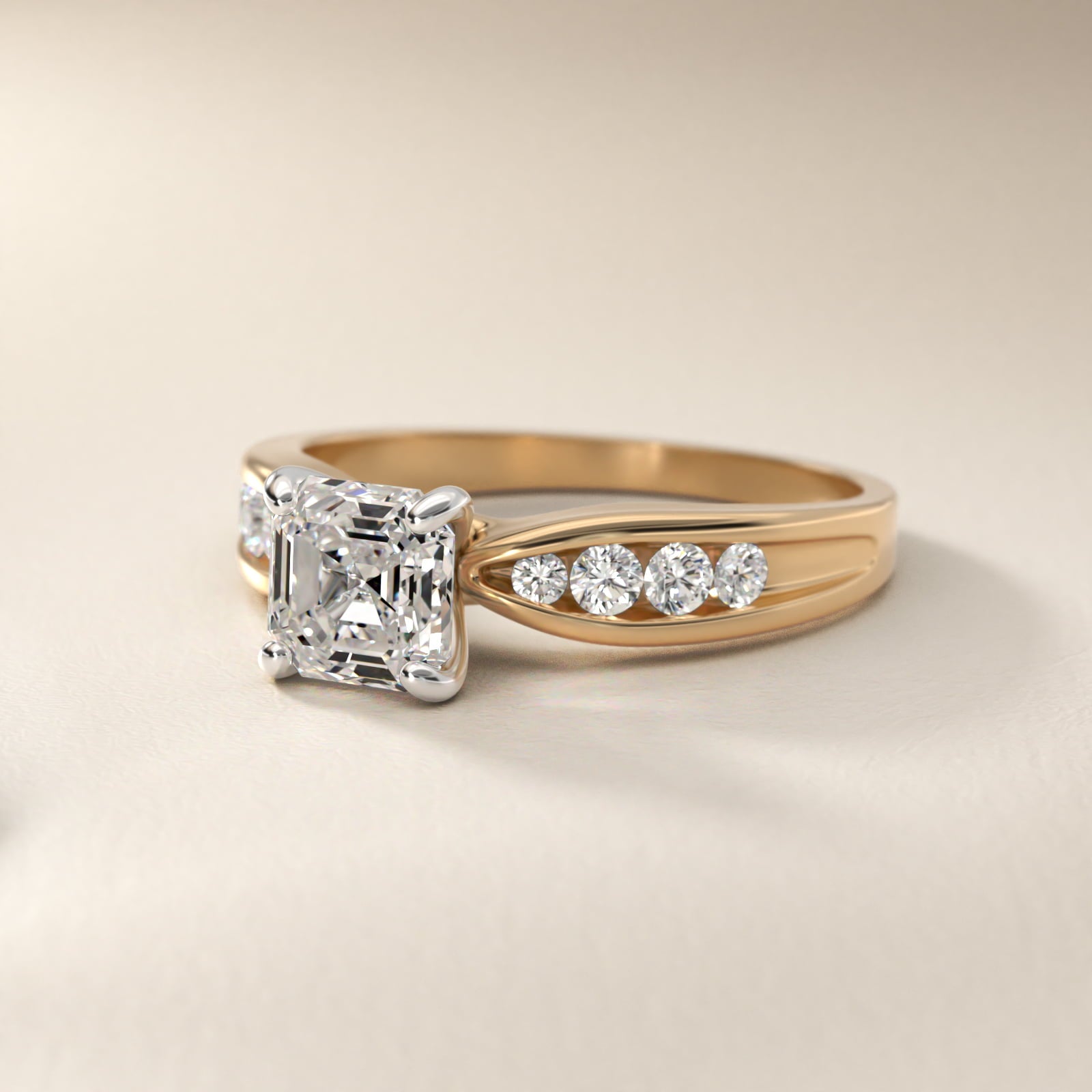 Bow-Tie Engagement Ring With Channel Set Round Diamonds In 18k Yellow Gold By James Allen - Asscher Center