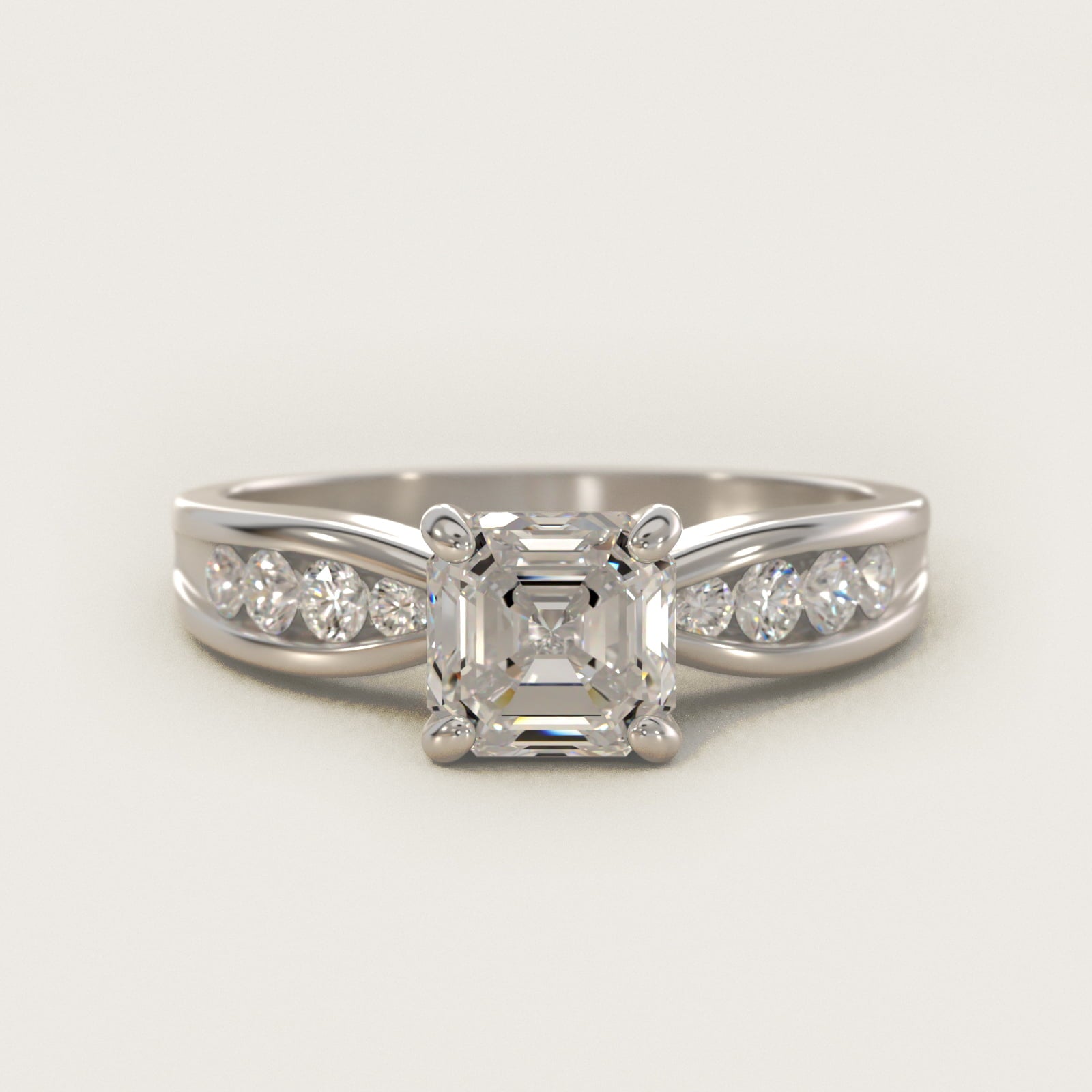 Bow-Tie Engagement Ring With Channel Set Round Diamonds In Platinum By James Allen - Asscher Center