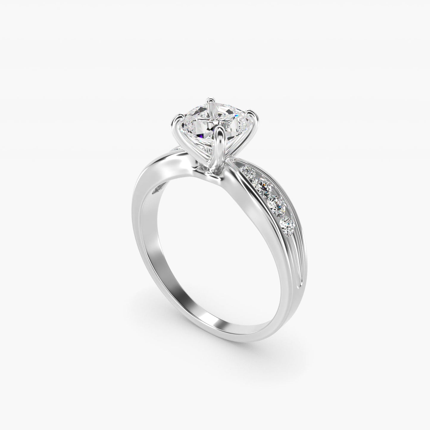 Bow-Tie Engagement Ring With Channel Set Round Diamonds In Platinum By James Allen - Cushion Center