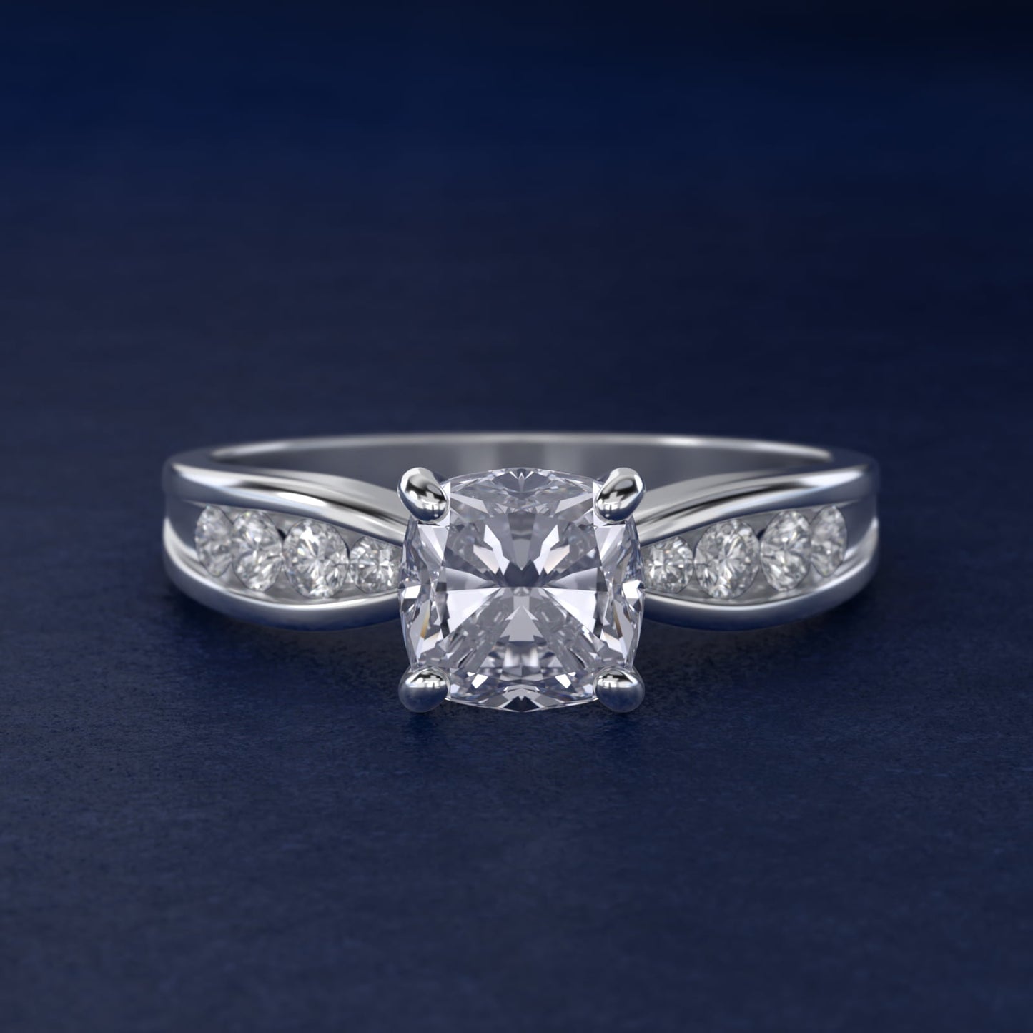 Bow-Tie Engagement Ring With Channel Set Round Diamonds In Platinum By James Allen - Cushion Center