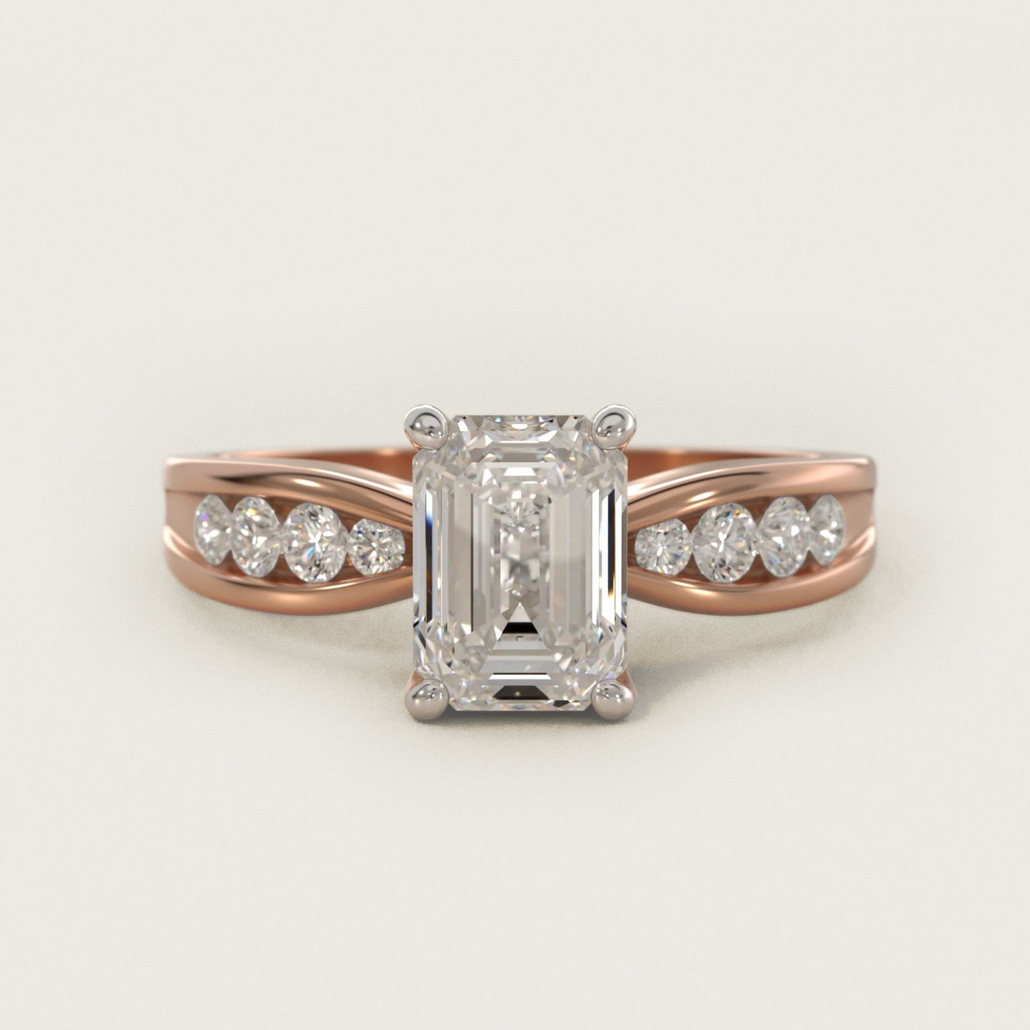 Bow-Tie Engagement Ring With Channel Set Round Diamonds In 18k Rose Gold By James Allen - Emerald Center