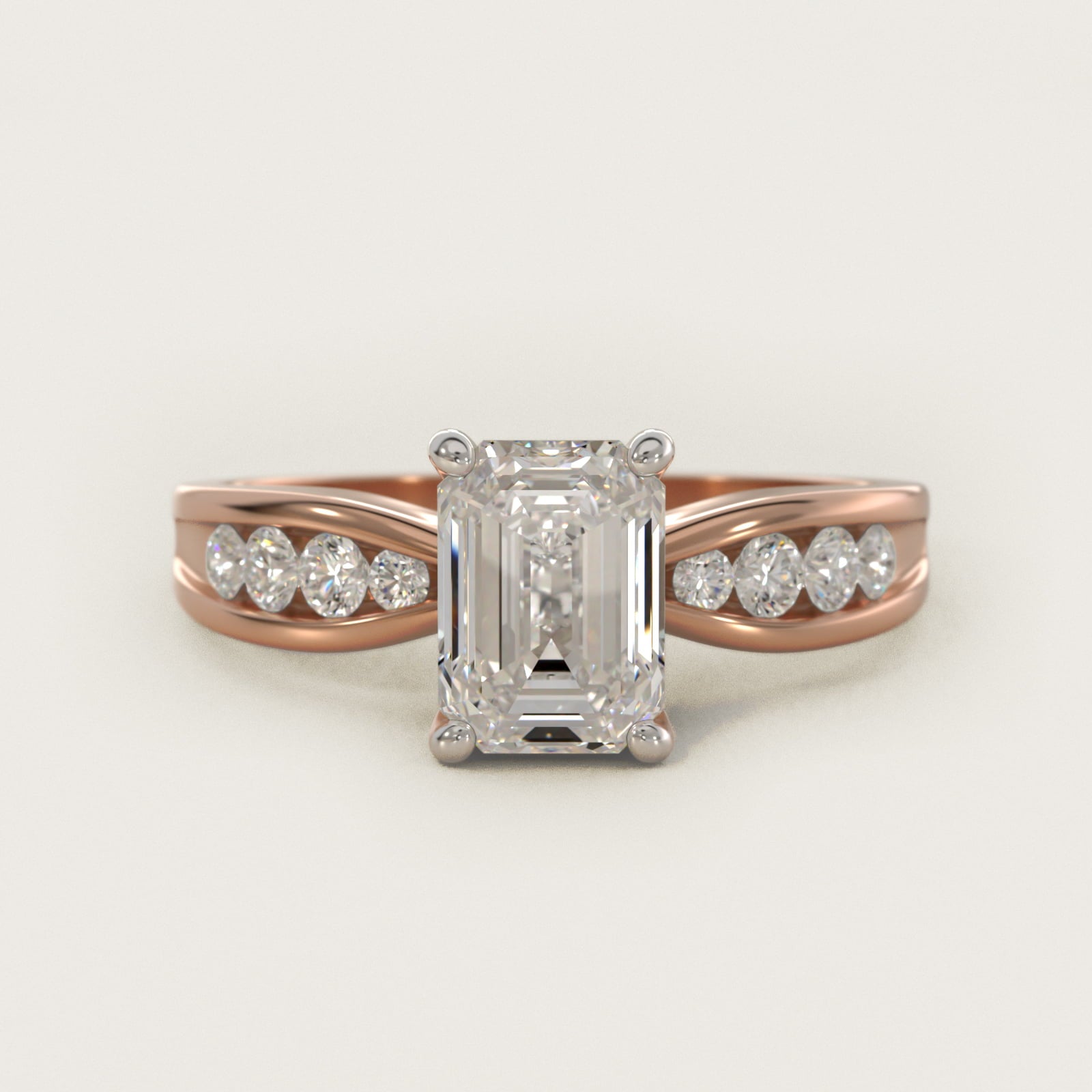 Bow-Tie Engagement Ring With Channel Set Round Diamonds In 18k Rose Gold By James Allen - Emerald Center
