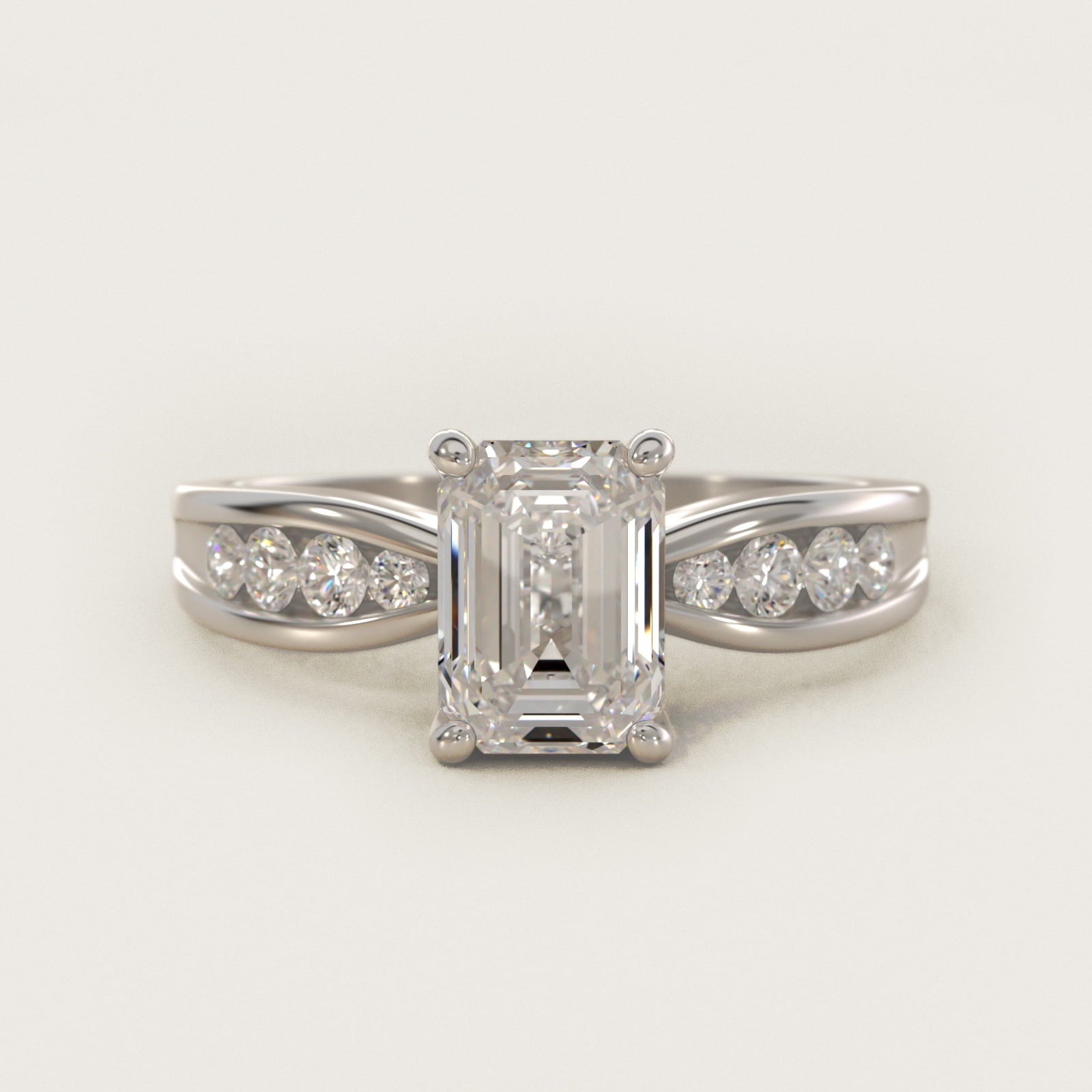 Bow-Tie Engagement Ring With Channel Set Round Diamonds In 14K White Gold By James Allen - Emerald Center
