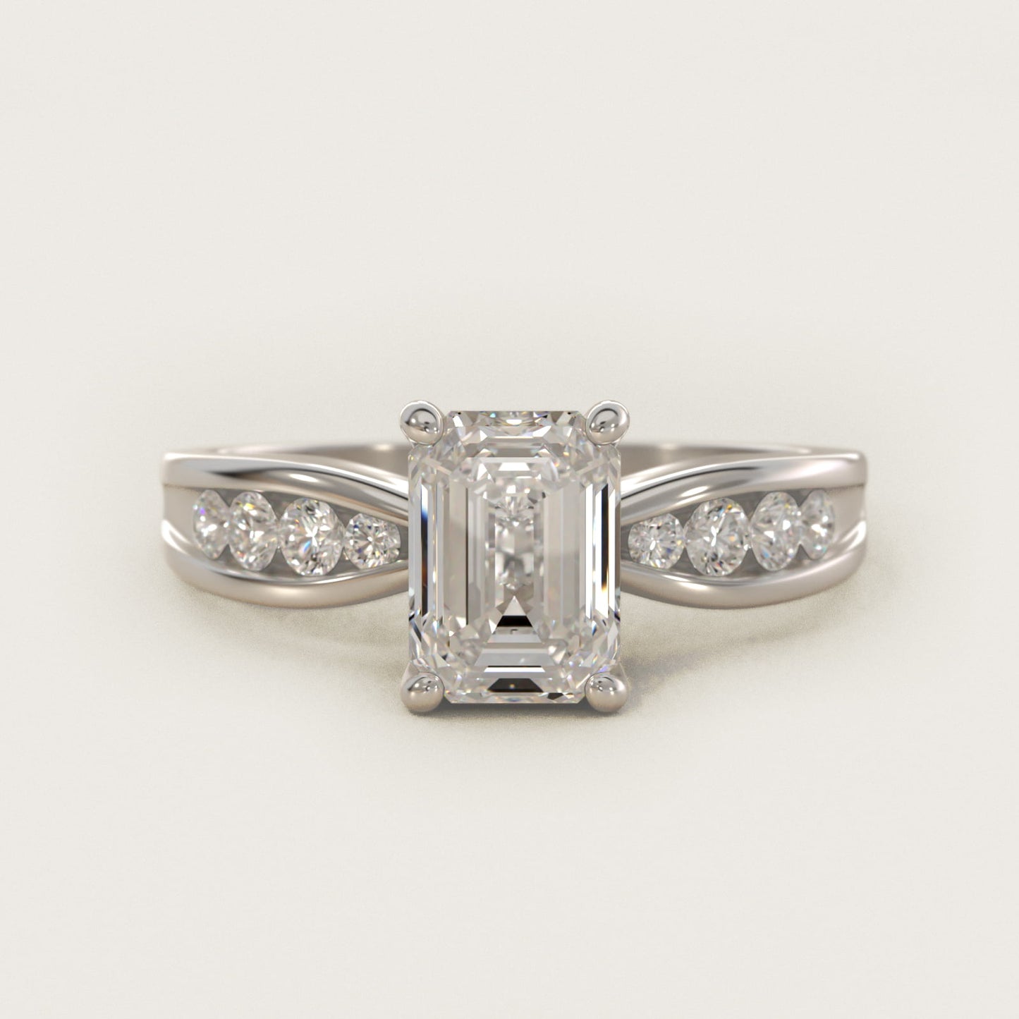 Bow-Tie Engagement Ring With Channel Set Round Diamonds In 18k White Gold By James Allen - Emerald Center
