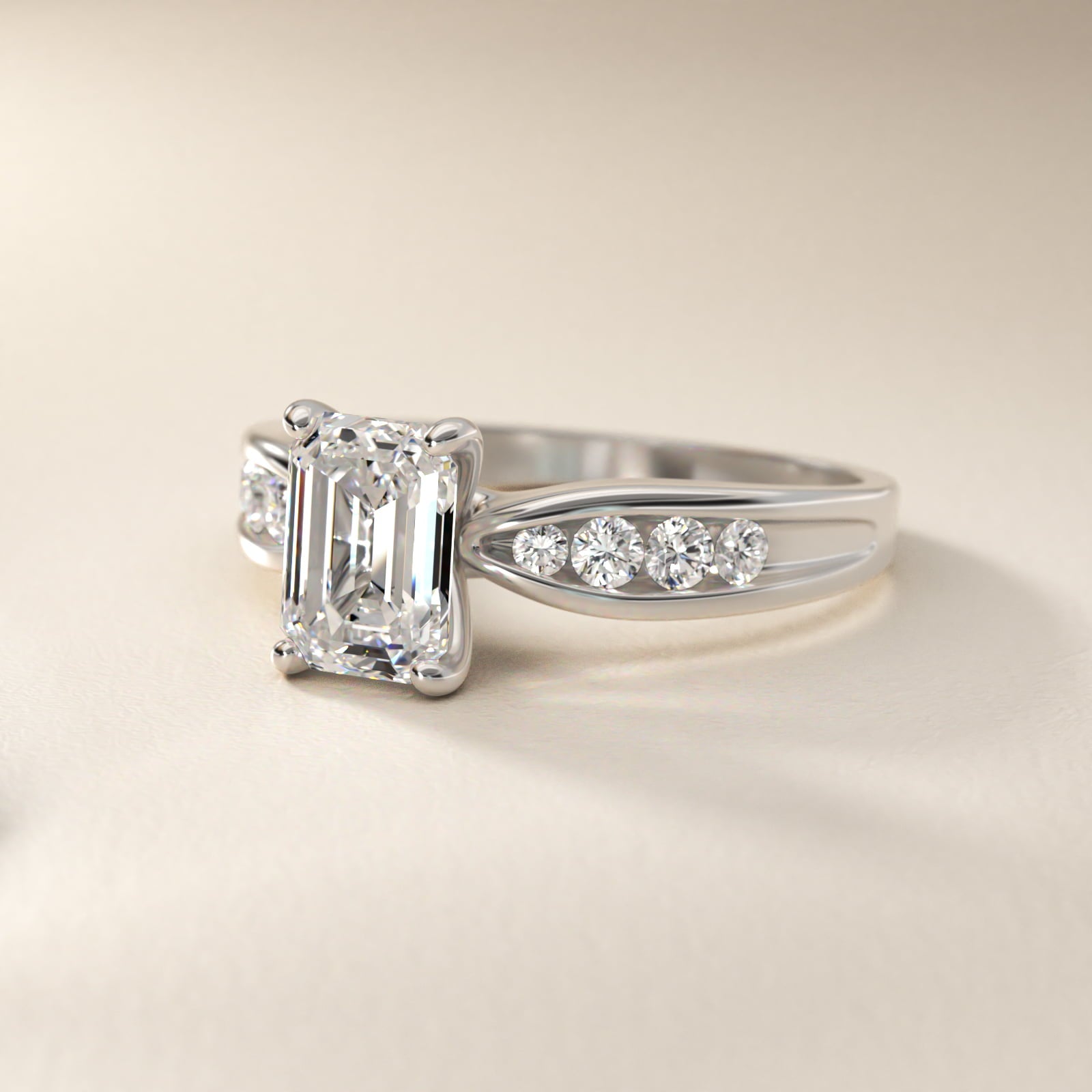 Bow-Tie Engagement Ring With Channel Set Round Diamonds In 14K White Gold By James Allen - Emerald Center