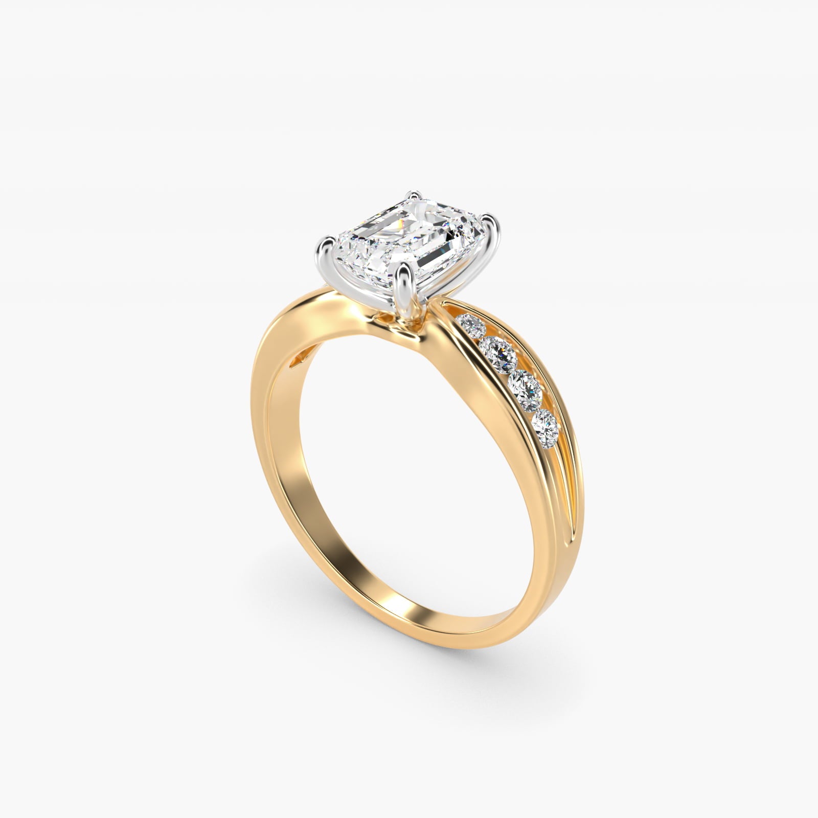 Bow-Tie Engagement Ring With Channel Set Round Diamonds In 18k Yellow Gold By James Allen - Emerald Center