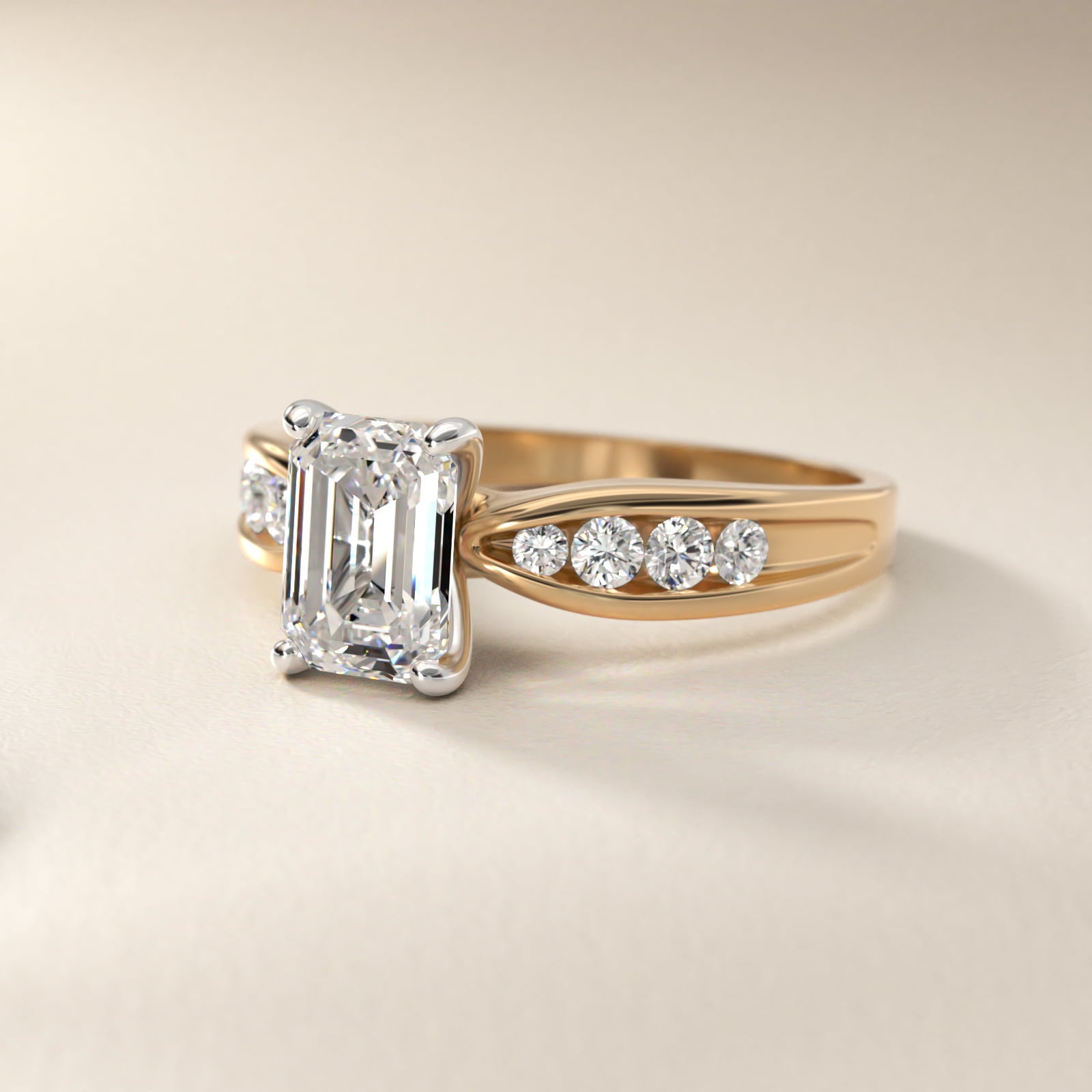 Bow-Tie Engagement Ring With Channel Set Round Diamonds In 18k Yellow Gold By James Allen - Emerald Center