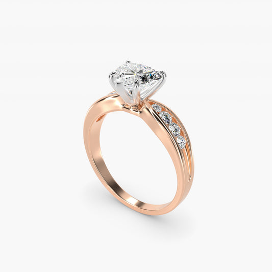 Bow-Tie Engagement Ring With Channel Set Round Diamonds In 14K Rose Gold By James Allen - Heart Center