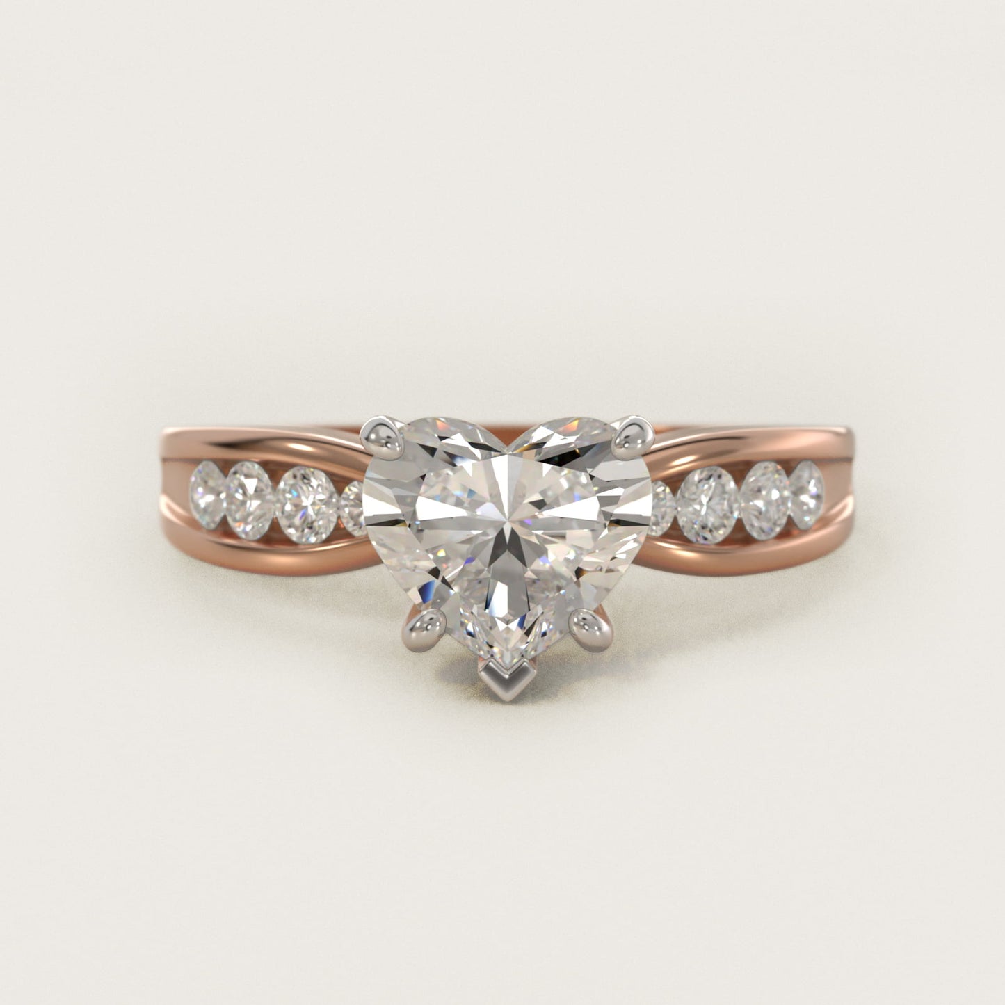 Bow-Tie Engagement Ring With Channel Set Round Diamonds In 14K Rose Gold By James Allen - Heart Center