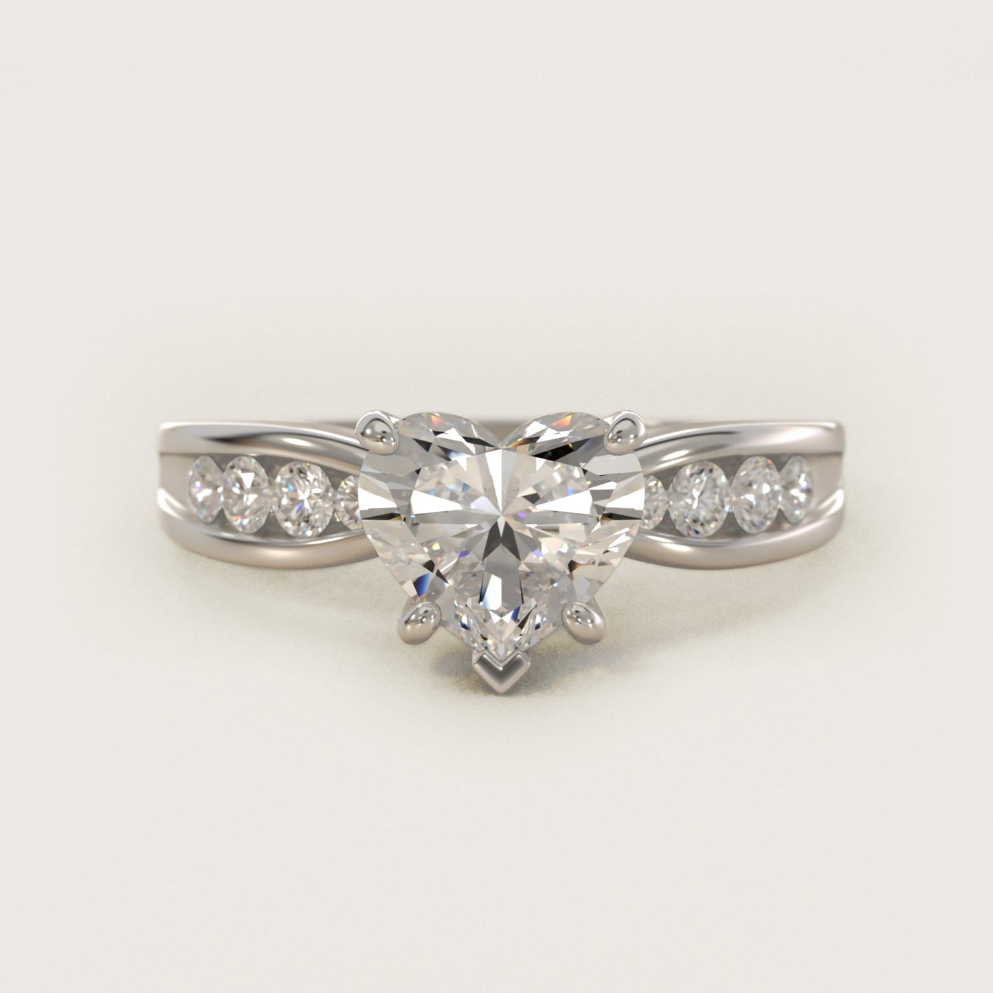 Bow-Tie Engagement Ring With Channel Set Round Diamonds In 14K White Gold By James Allen - Heart Center