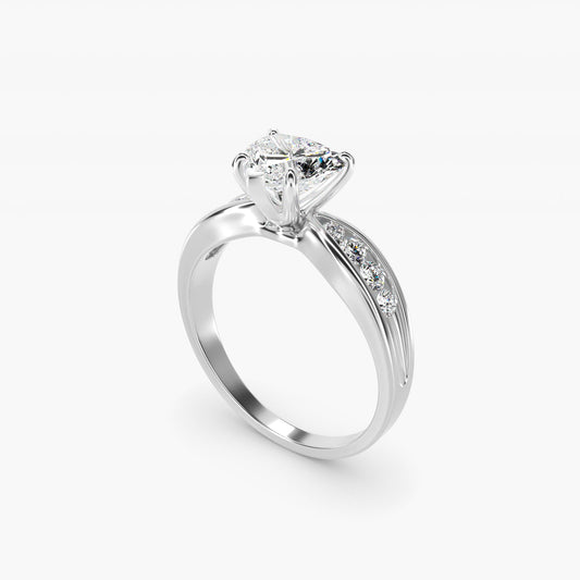 Bow-Tie Engagement Ring With Channel Set Round Diamonds In Platinum By James Allen - Heart Center