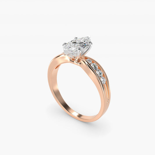 Bow-Tie Engagement Ring With Channel Set Round Diamonds In 14K Rose Gold By James Allen - Marquise Center