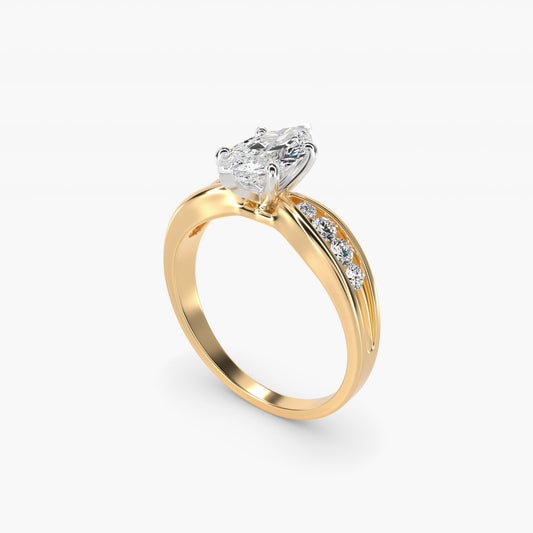 Bow-Tie Engagement Ring With Channel Set Round Diamonds In 18k Yellow Gold By James Allen - Marquise Center