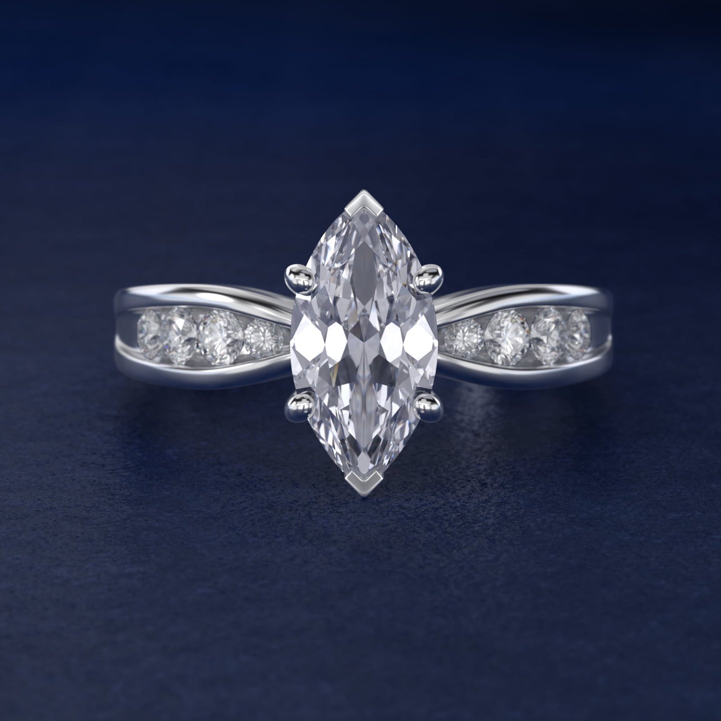 Bow-Tie Engagement Ring With Channel Set Round Diamonds In Platinum By James Allen - Marquise Center