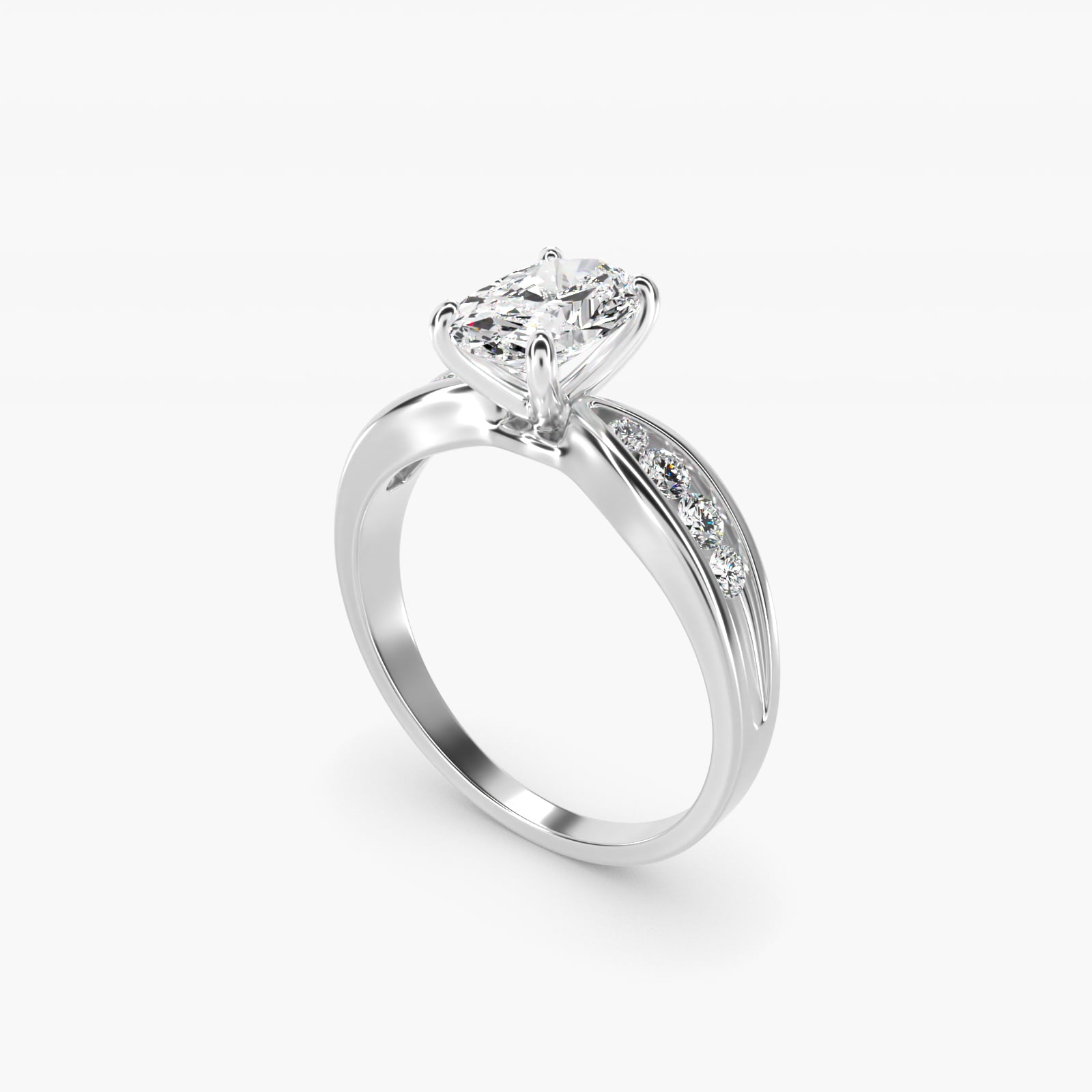 Bow-Tie Engagement Ring With Channel Set Round Diamonds In 14K White Gold By James Allen - Oval Center