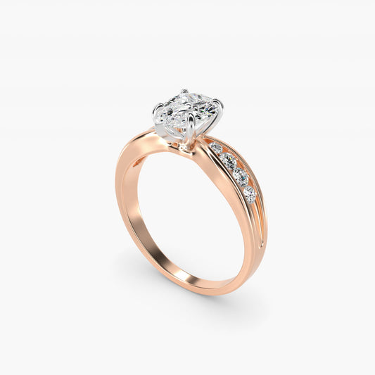 Bow-Tie Engagement Ring With Channel Set Round Diamonds In 18k Rose Gold By James Allen - Pear Center