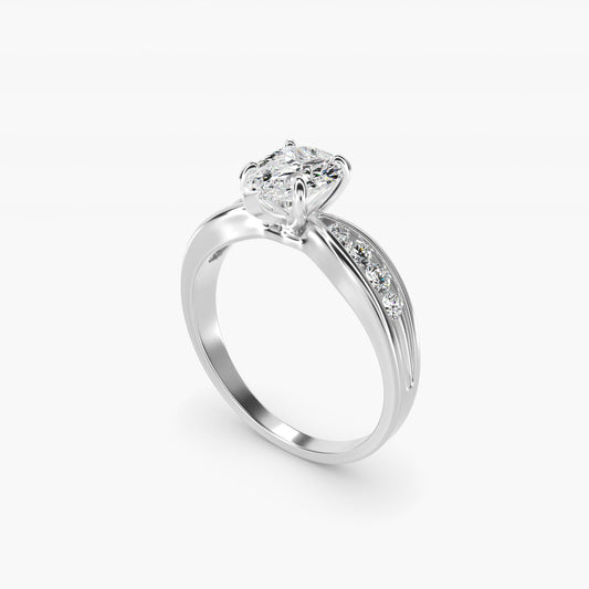 Bow-Tie Engagement Ring With Channel Set Round Diamonds In 14K White Gold By James Allen - Pear Center