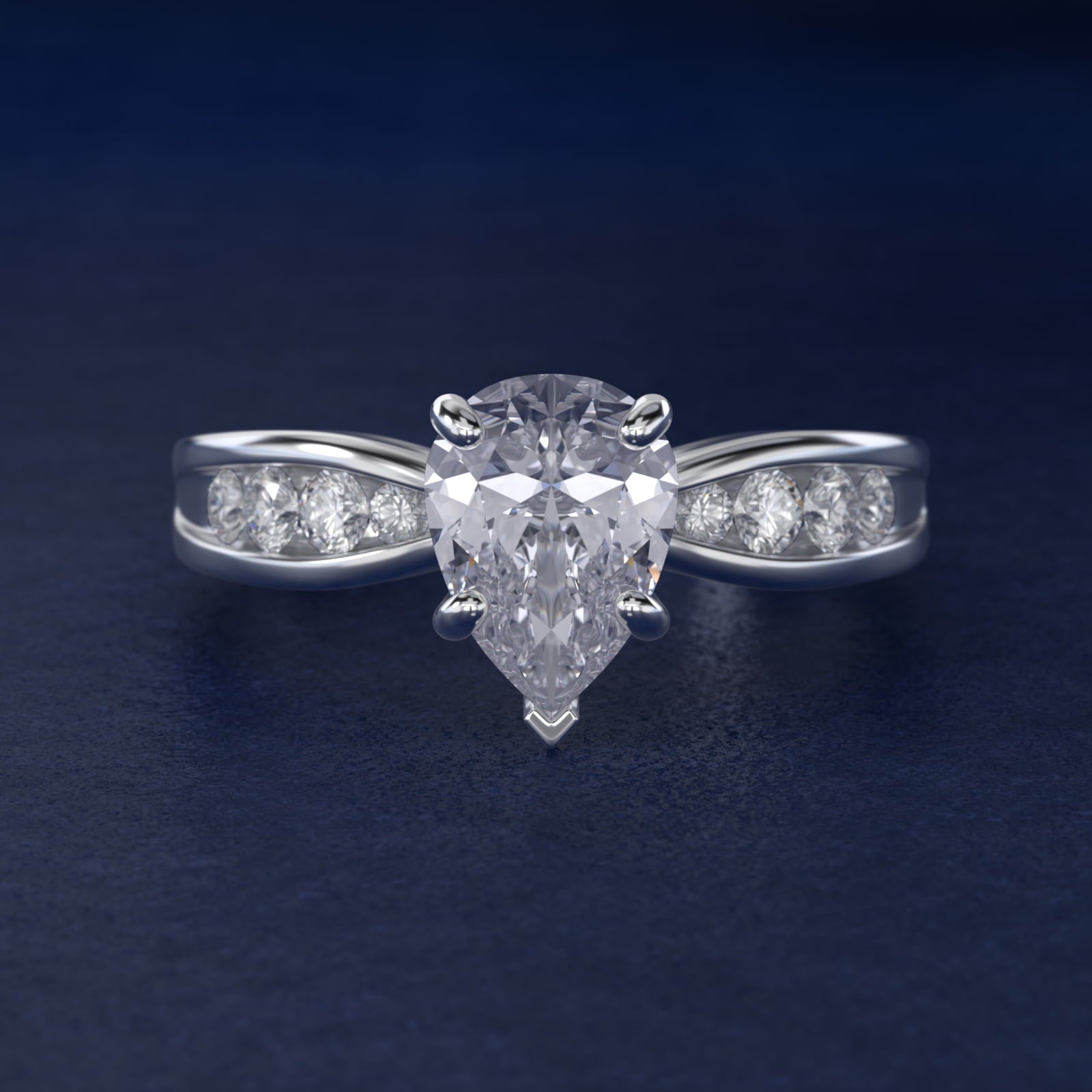 Bow-Tie Engagement Ring With Channel Set Round Diamonds In Platinum By James Allen - Pear Center