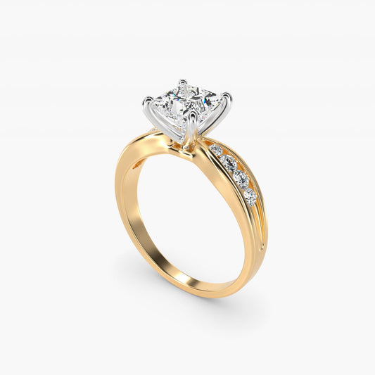 Bow-Tie Engagement Ring With Channel Set Round Diamonds In 14K Yellow Gold By James Allen - Princess Center
