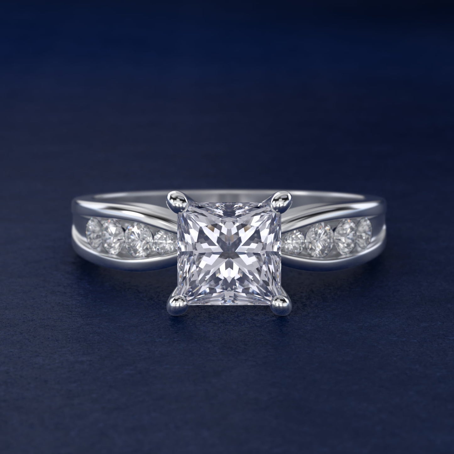 Bow-Tie Engagement Ring With Channel Set Round Diamonds In Platinum By James Allen - Princess Center