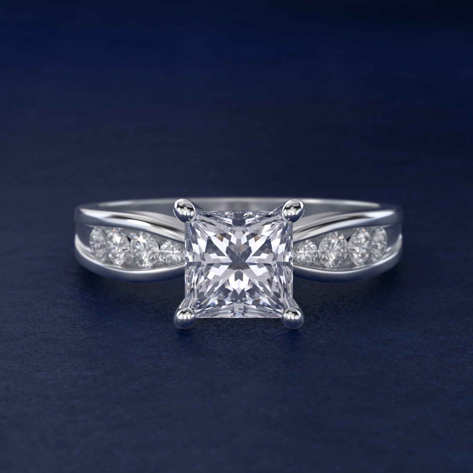 Bow-Tie Engagement Ring With Channel Set Round Diamonds In Platinum By James Allen - Princess Center