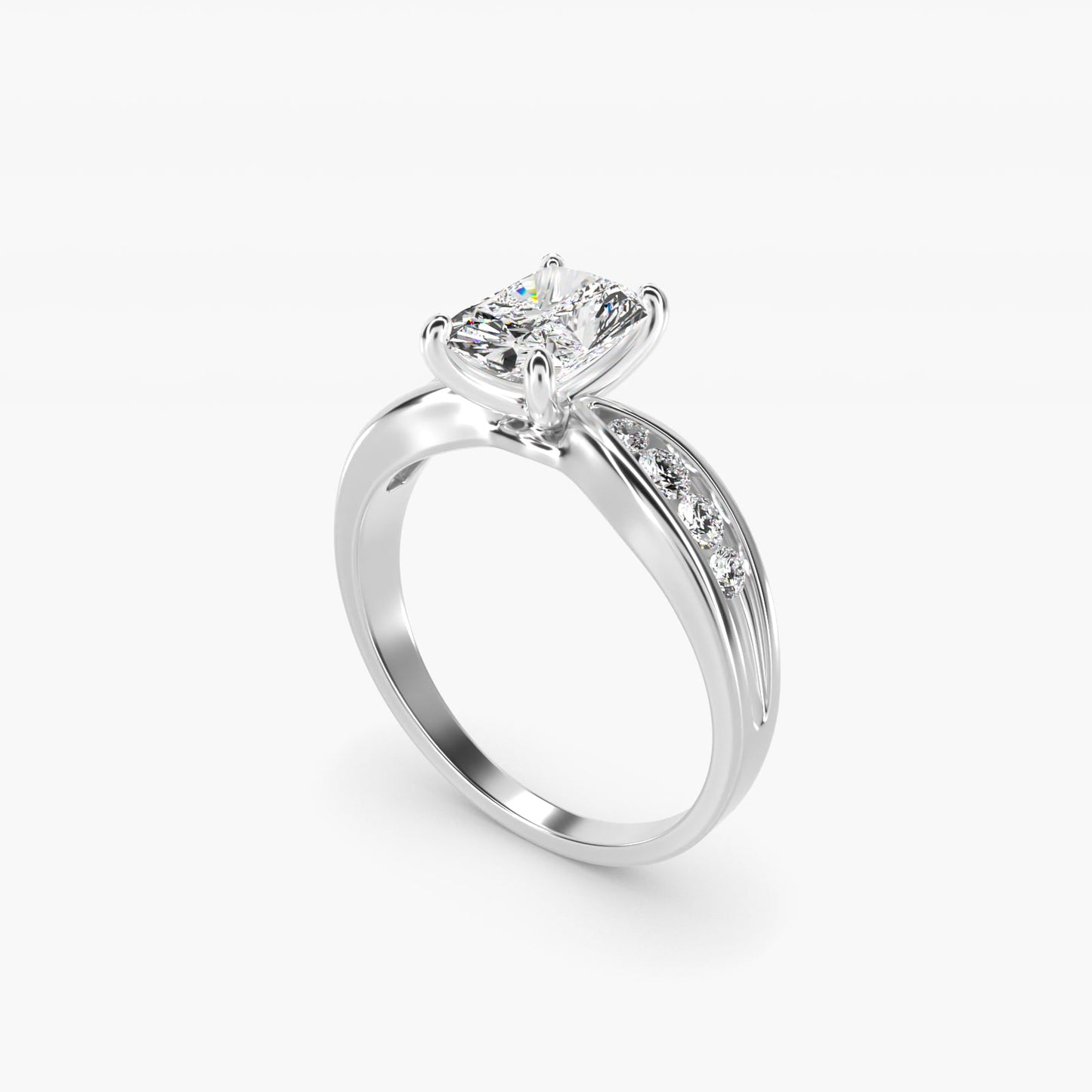Bow-Tie Engagement Ring With Channel Set Round Diamonds In Platinum By James Allen - Radiant Center