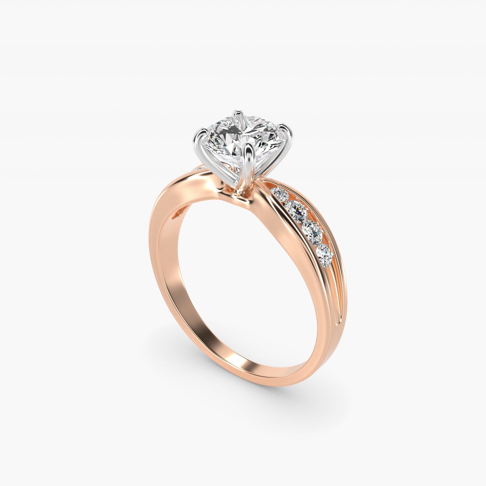 Bow-Tie Engagement Ring With Channel Set Round Diamonds In 14K Rose Gold By James Allen - Round Center