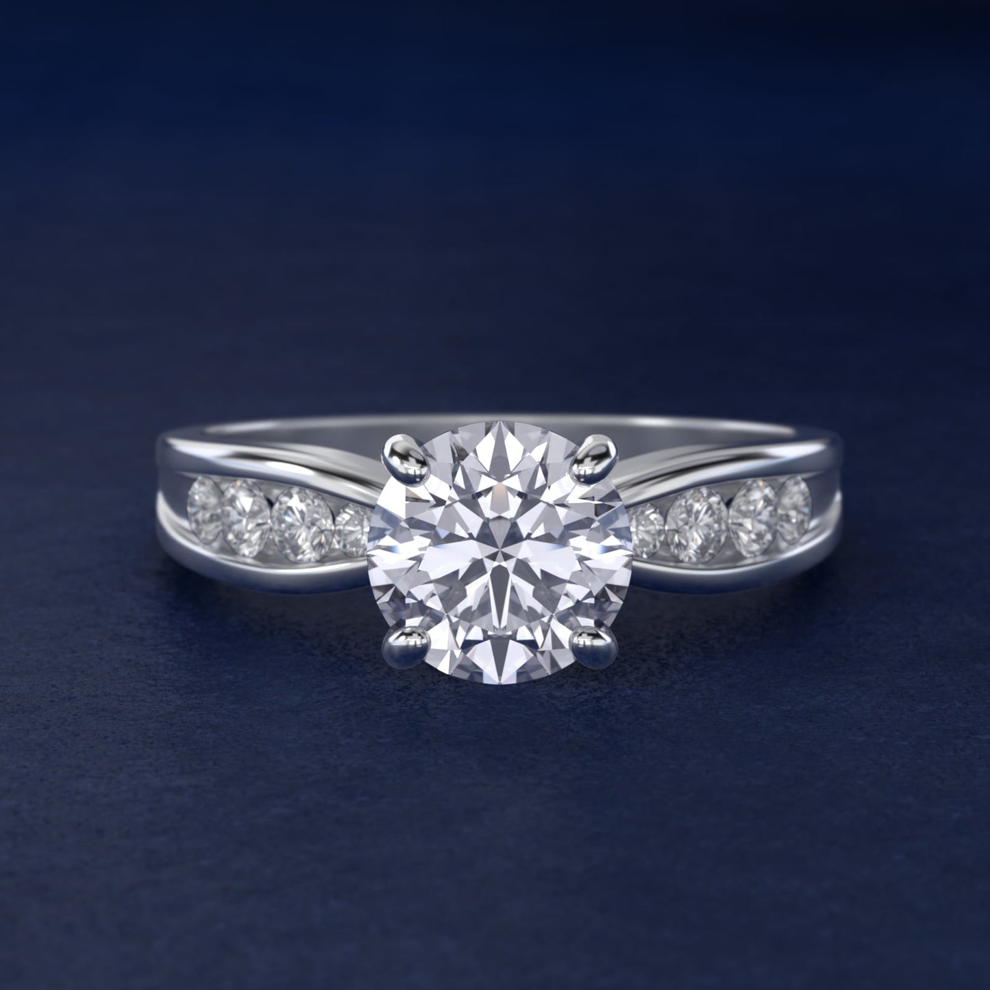 Bow-Tie Engagement Ring With Channel Set Round Diamonds In Platinum By James Allen - Round Center