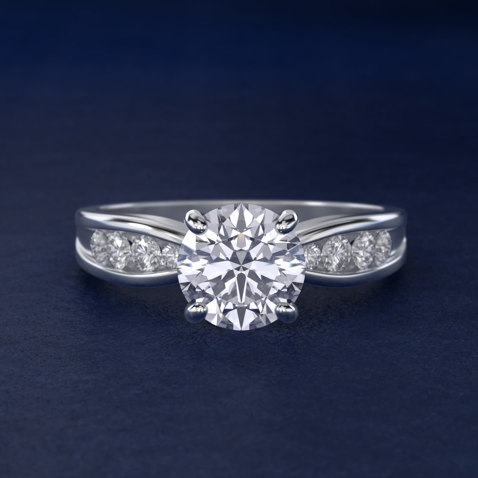 Bow-Tie Engagement Ring With Channel Set Round Diamonds In Platinum By James Allen - Round Center