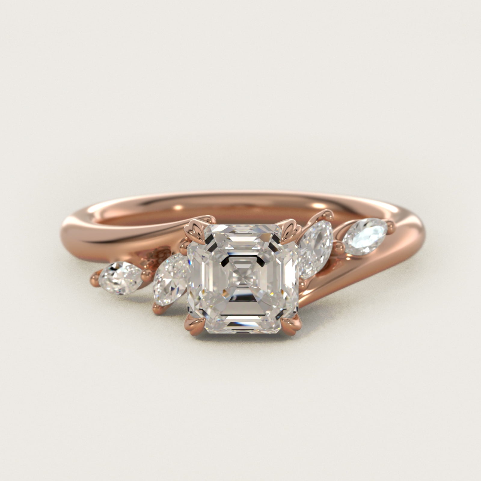 Bypass Marquise Array Side Stone Diamond Engagement Ring In 18k Rose Gold By James Allen - Asscher Center