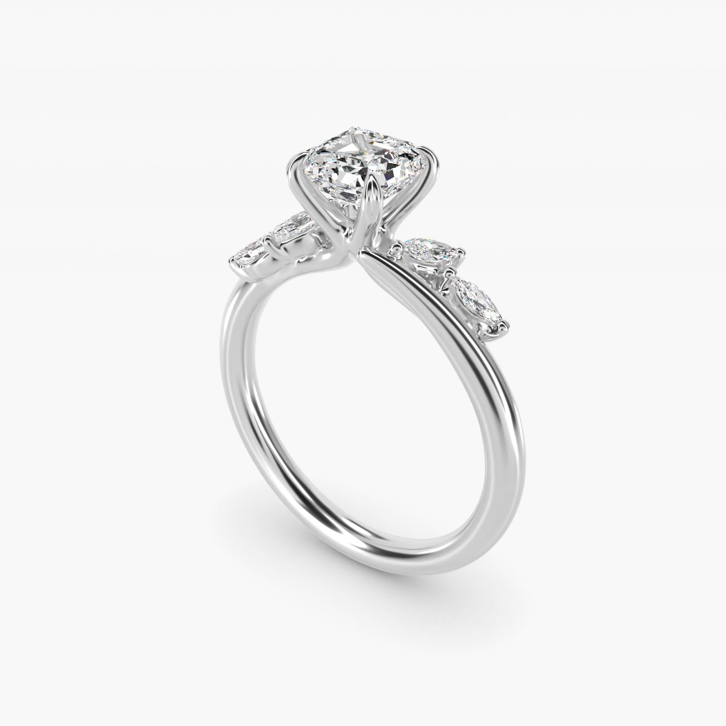 Bypass Marquise Array Side Stone Diamond Engagement Ring In Platinum By James Allen - Asscher Center