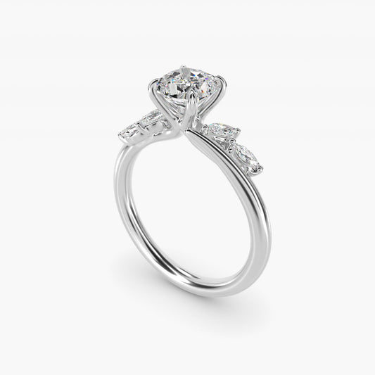 Bypass Marquise Array Side Stone Diamond Engagement Ring In 18k White Gold By James Allen - Cushion Center