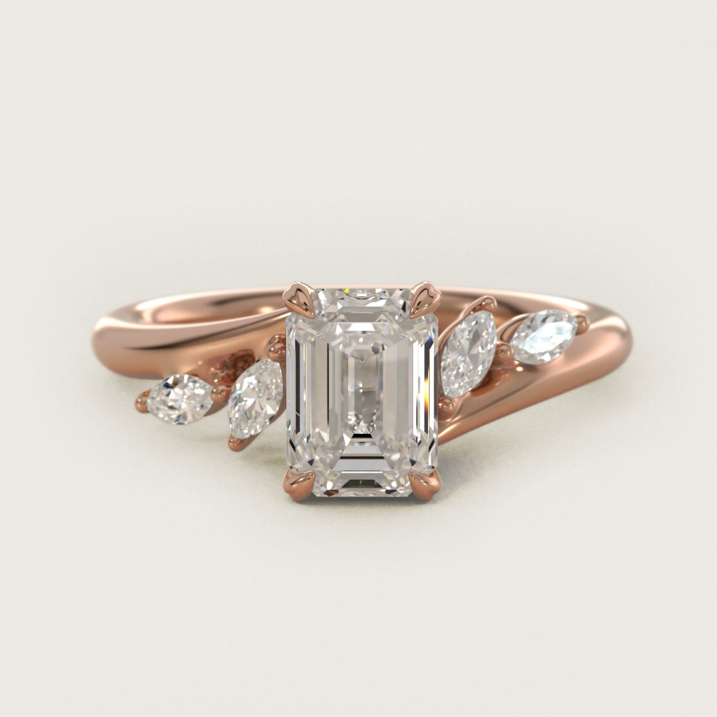 Bypass Marquise Array Side Stone Diamond Engagement Ring In 18k Rose Gold By James Allen - Emerald Center
