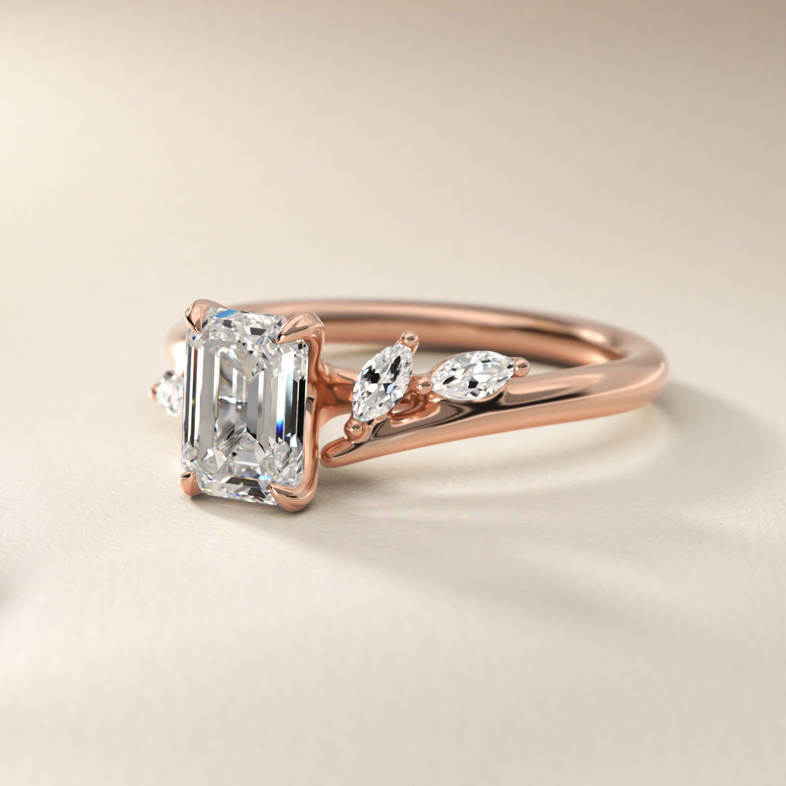 Bypass Marquise Array Side Stone Diamond Engagement Ring In 18k Rose Gold By James Allen - Emerald Center