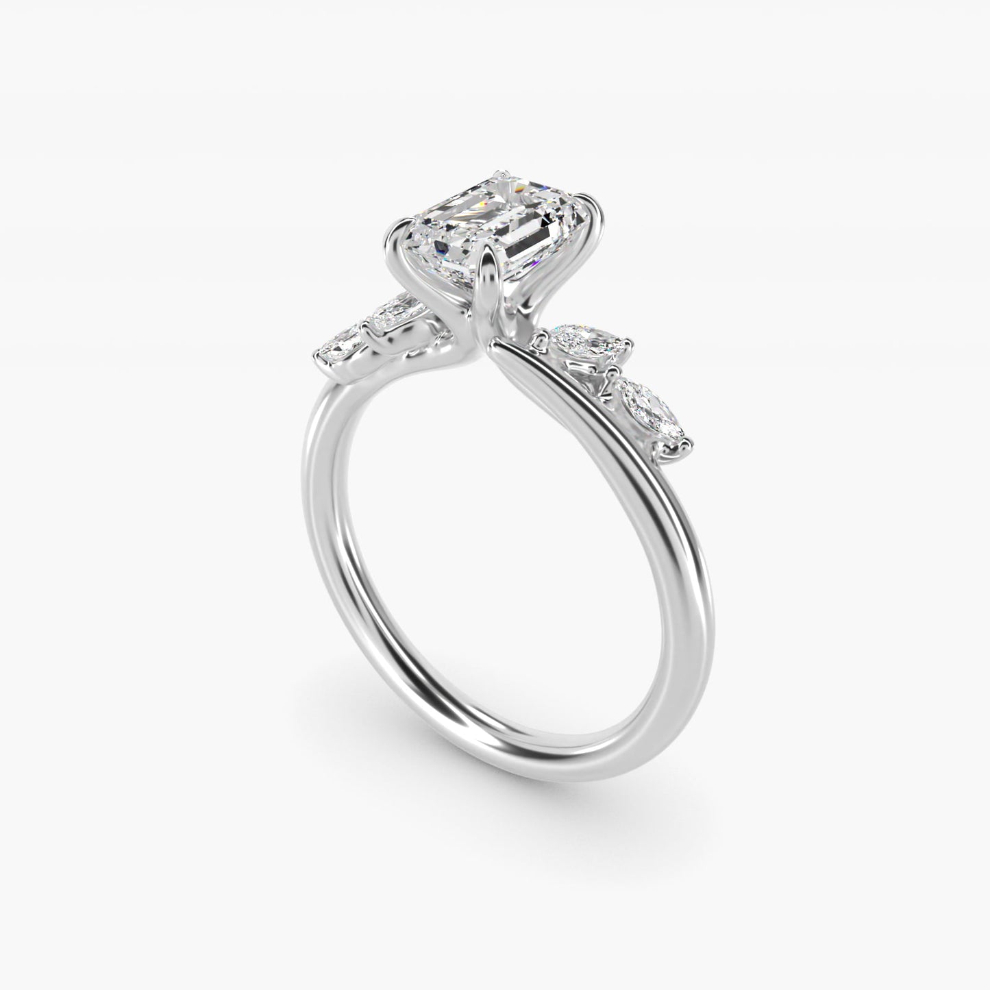 Bypass Marquise Array Side Stone Diamond Engagement Ring In 18k White Gold By James Allen - Emerald Center